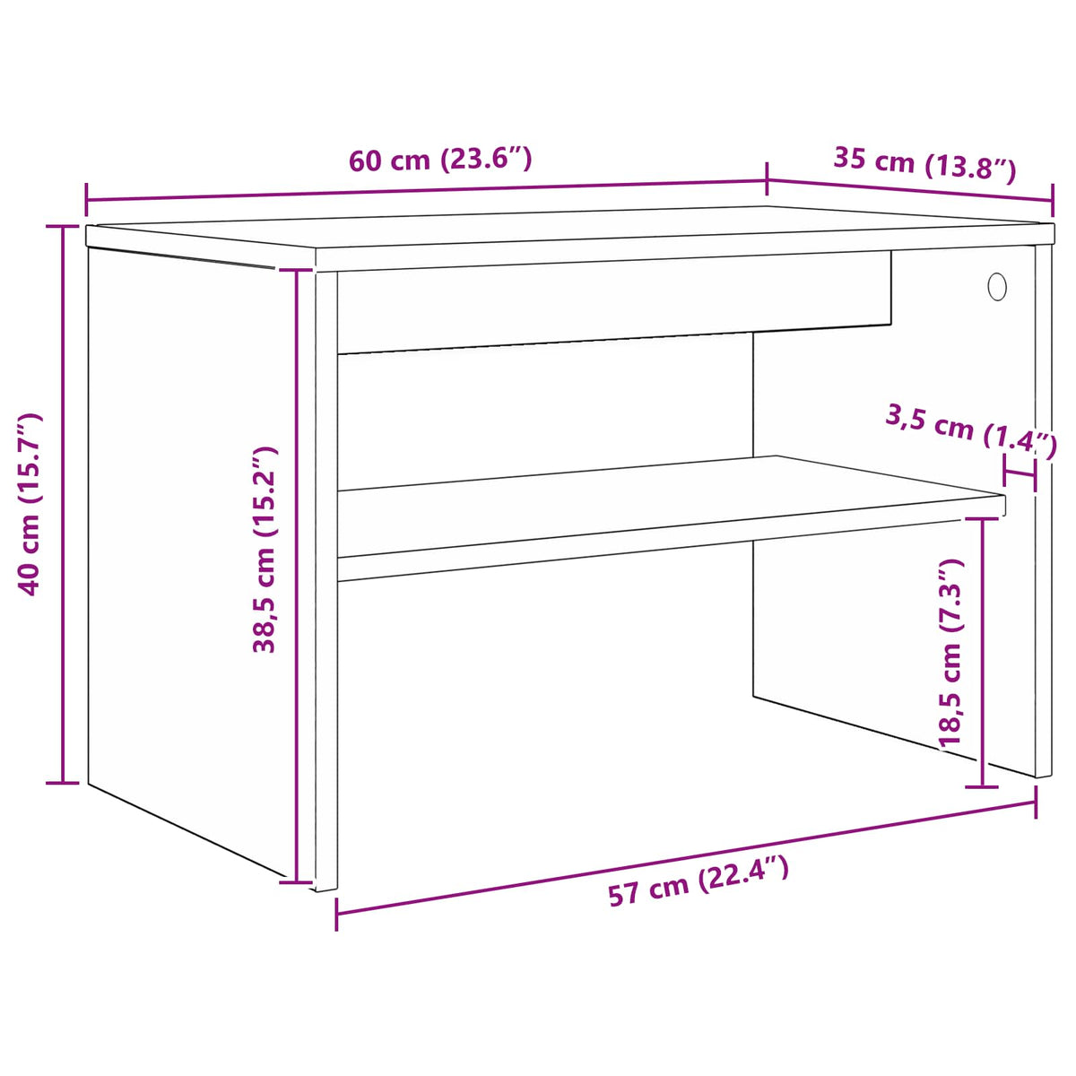 TV-skab 60 x 35 x 40 cm Gammelt træ Konstrueret træ