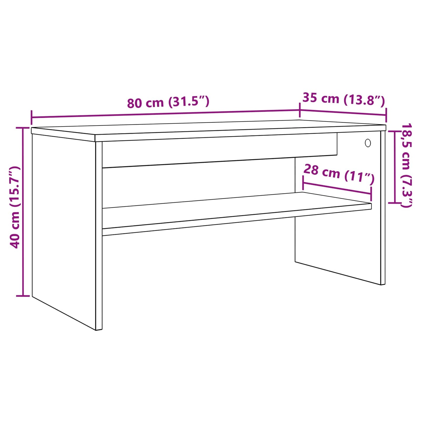 TV-skab 80 x 35 x 40 cm Sonoma eg Konstrueret træ