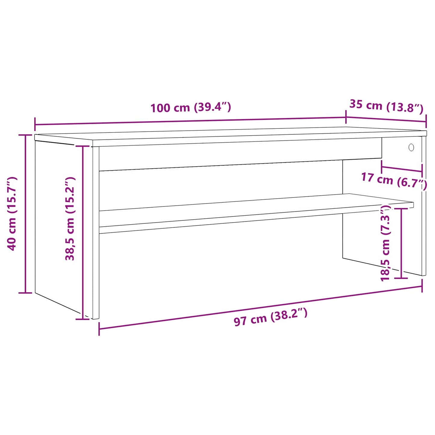 TV-skab 100 x 35 x 40 cm Hvid Konstrueret træ