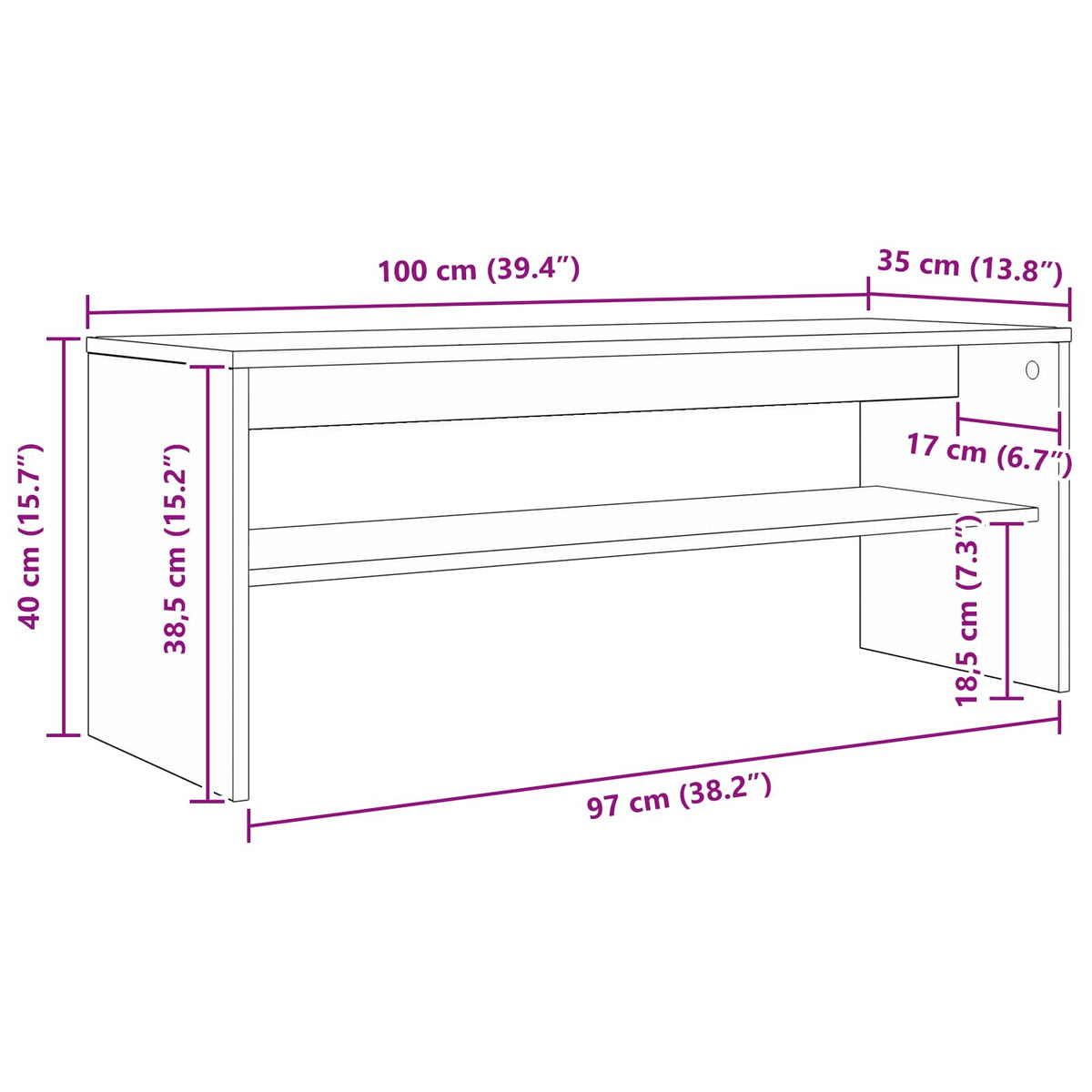 TV-skab 100 x 35 x 40 cm Beton Grå Konstrueret træ