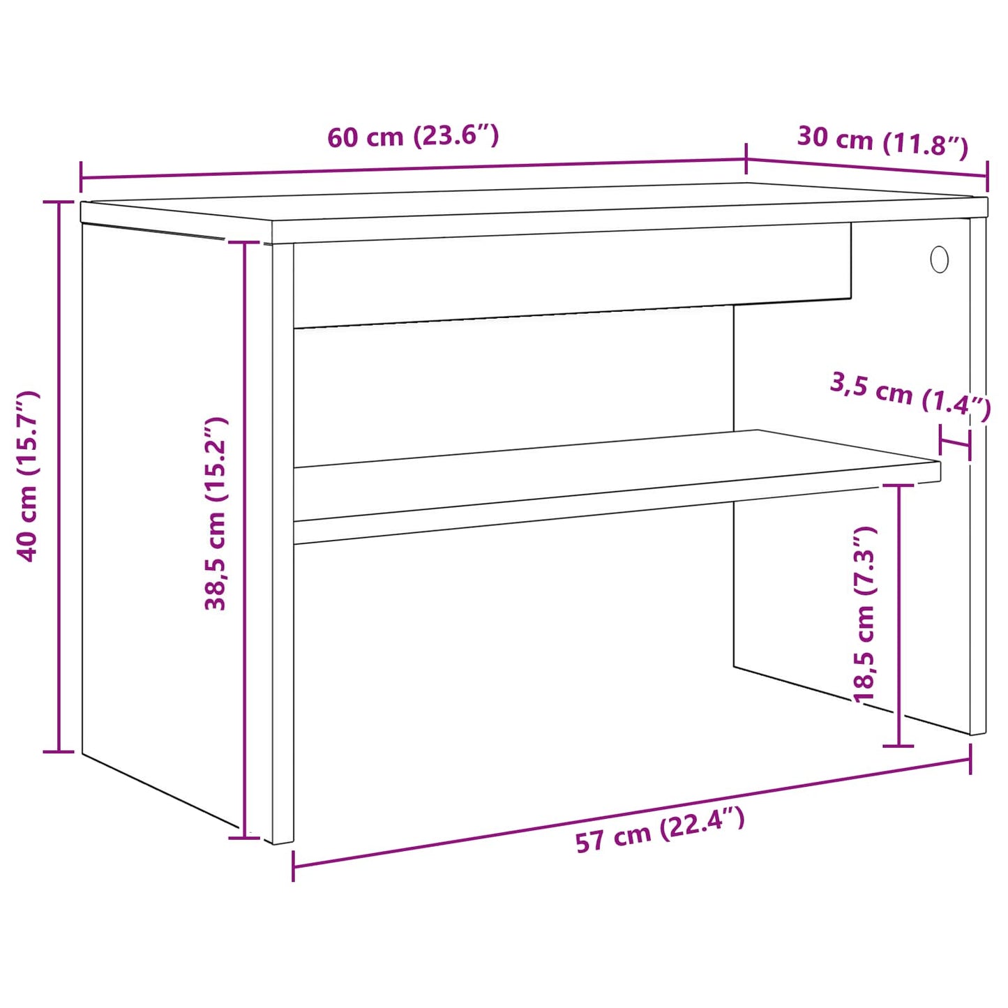 TV-skab 60 x 30 x 40 cm Sonoma eg Konstrueret træ