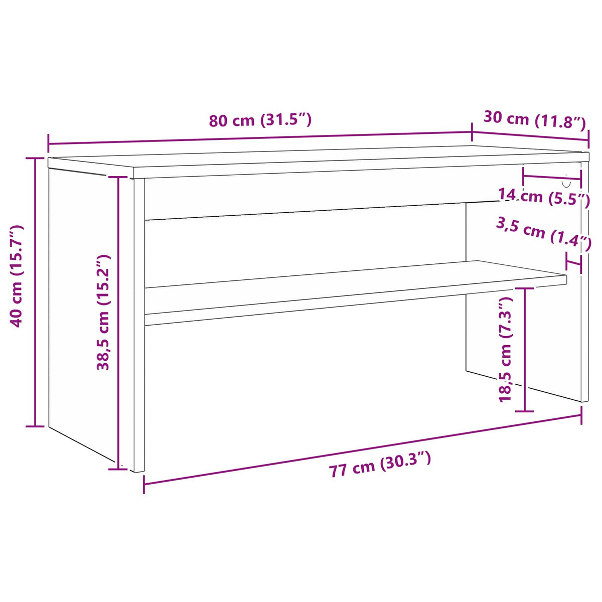 TV-skab 80 x 30 x 40 cm Sort eg Konstrueret træ