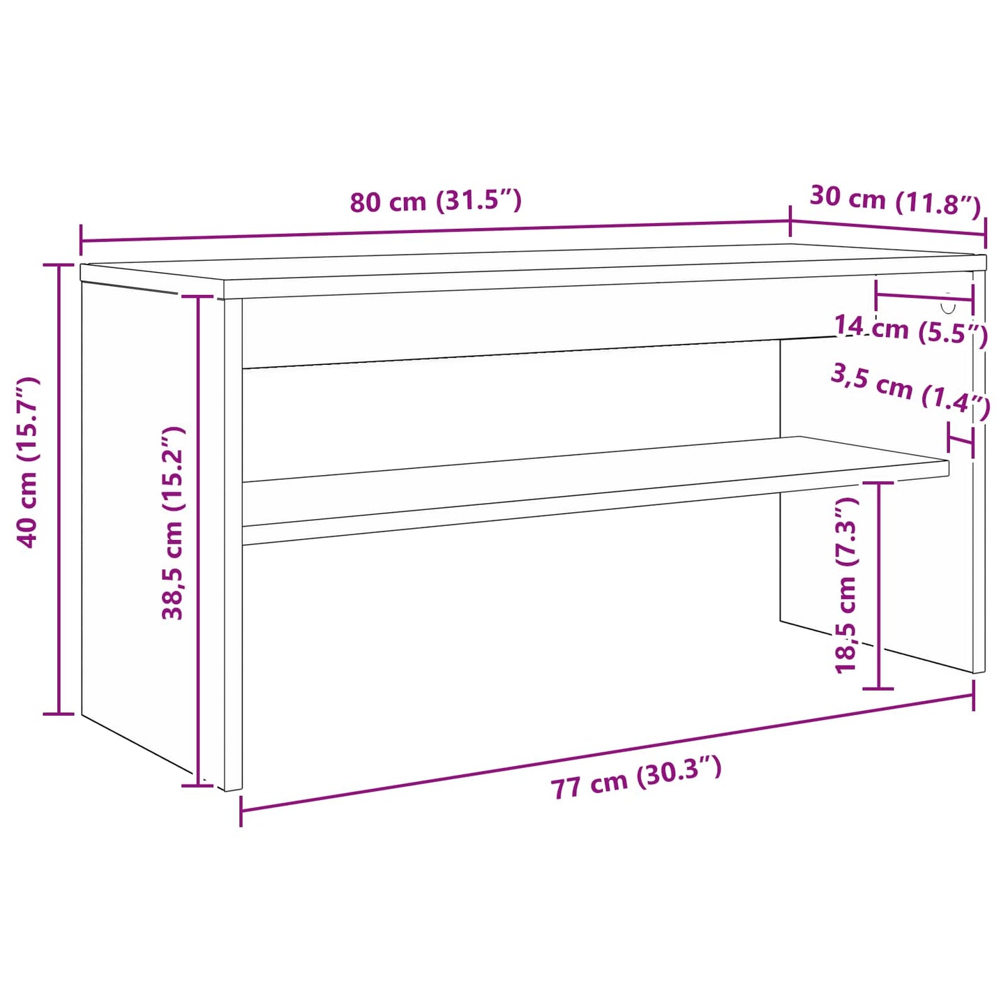 TV-skab 80 x 30 x 40 cm Røget eg Konstrueret træ