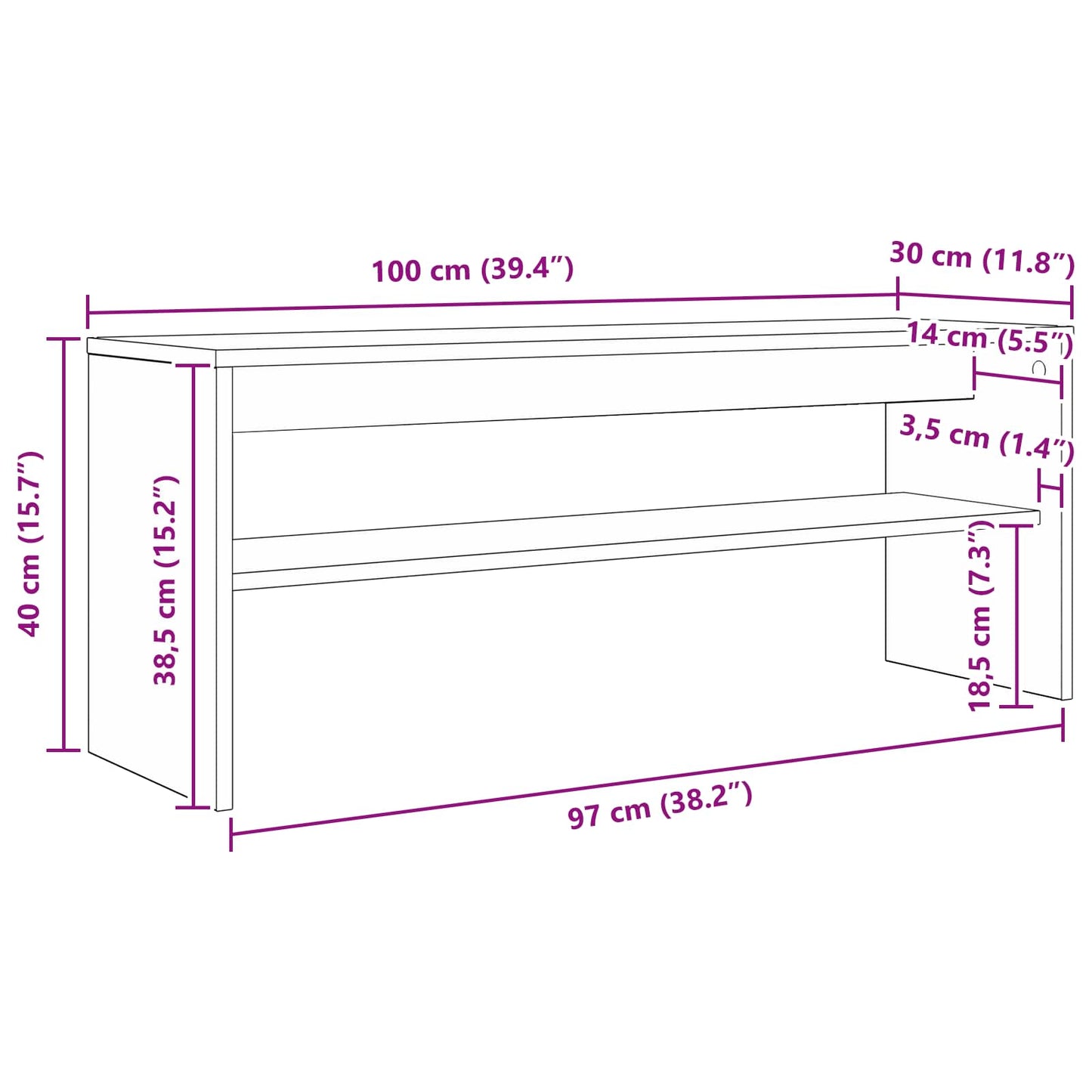 TV-skab 100 x 30 x 40 cm Hvid Konstrueret træ