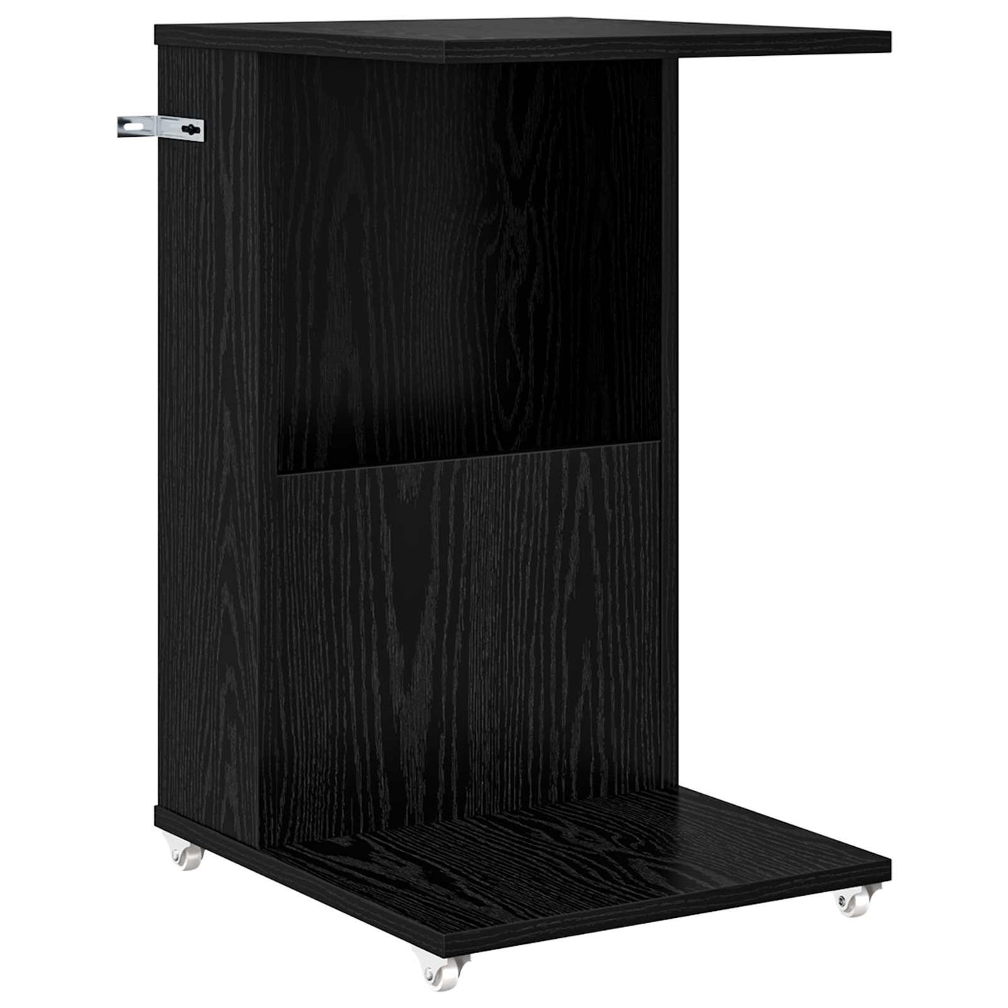 Sidebord med hjul Sort eg 40 x 35 x 60 cm Konstrueret træ