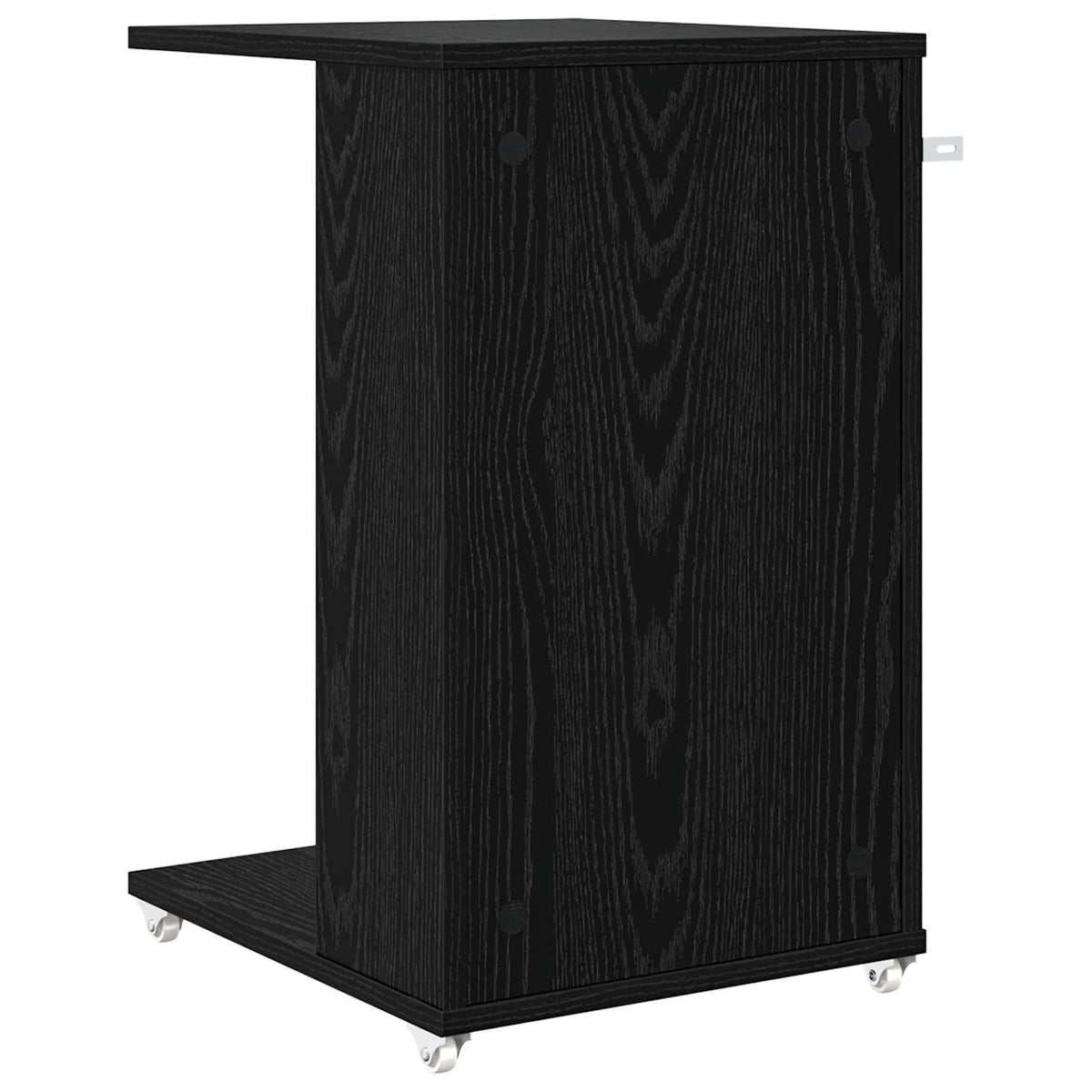 Sidebord med hjul Sort eg 40 x 35 x 60 cm Konstrueret træ