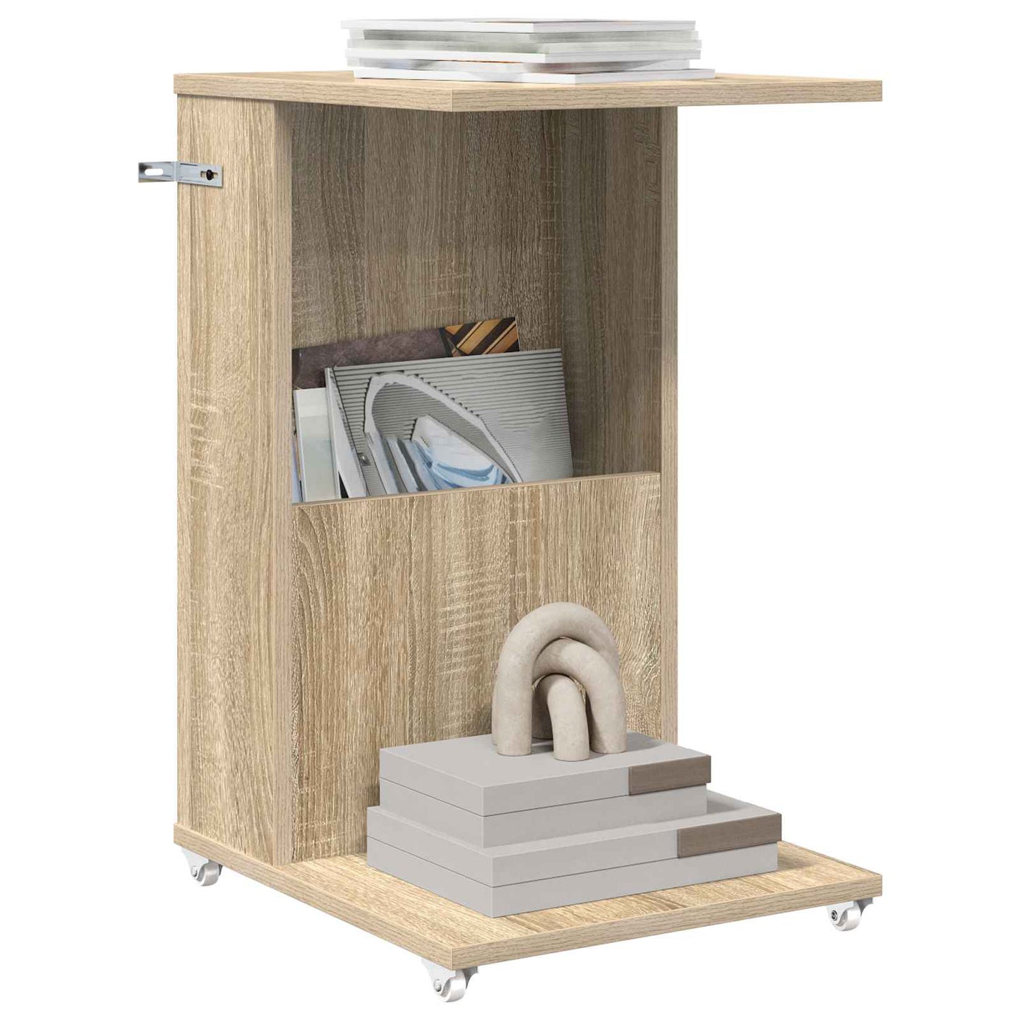 Sidebord med hjul Sonoma eg 40 x 35 x 60 cm Konstrueret træ