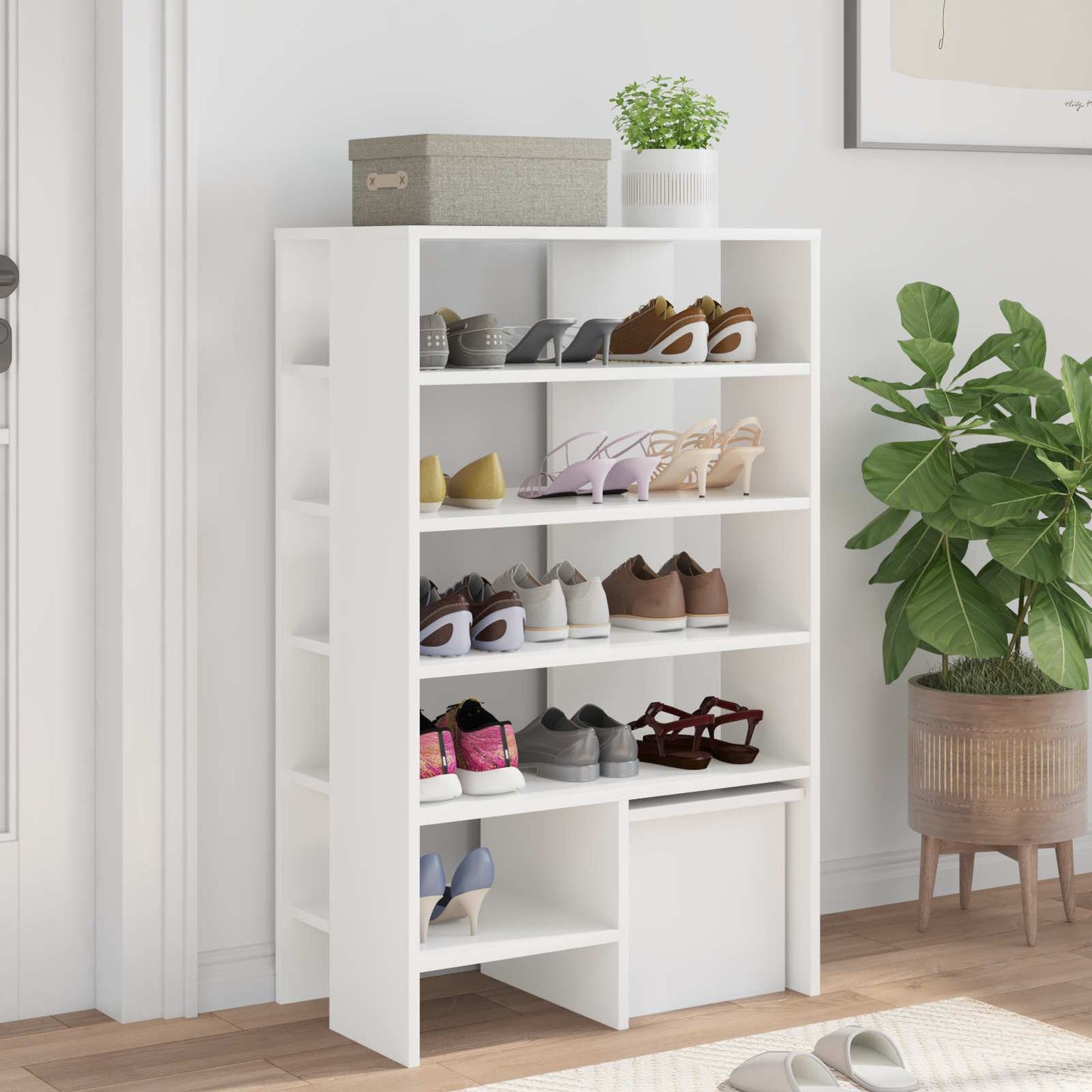 Sko skab 2 stk. 62 x 35 x 100 cm Konstrueret træ Hvid