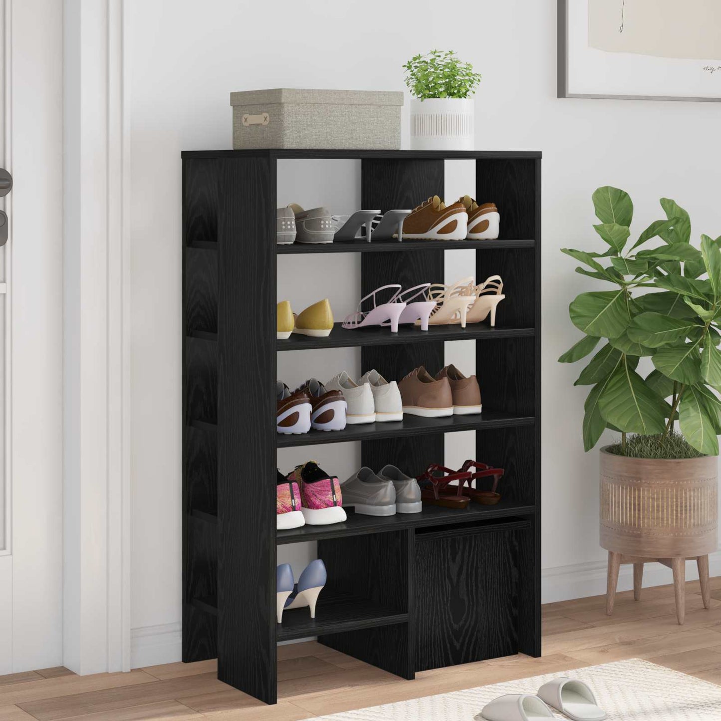 Sko skab 2 stk. 62 x 35 x 100 cm Konstrueret træ Sort eg