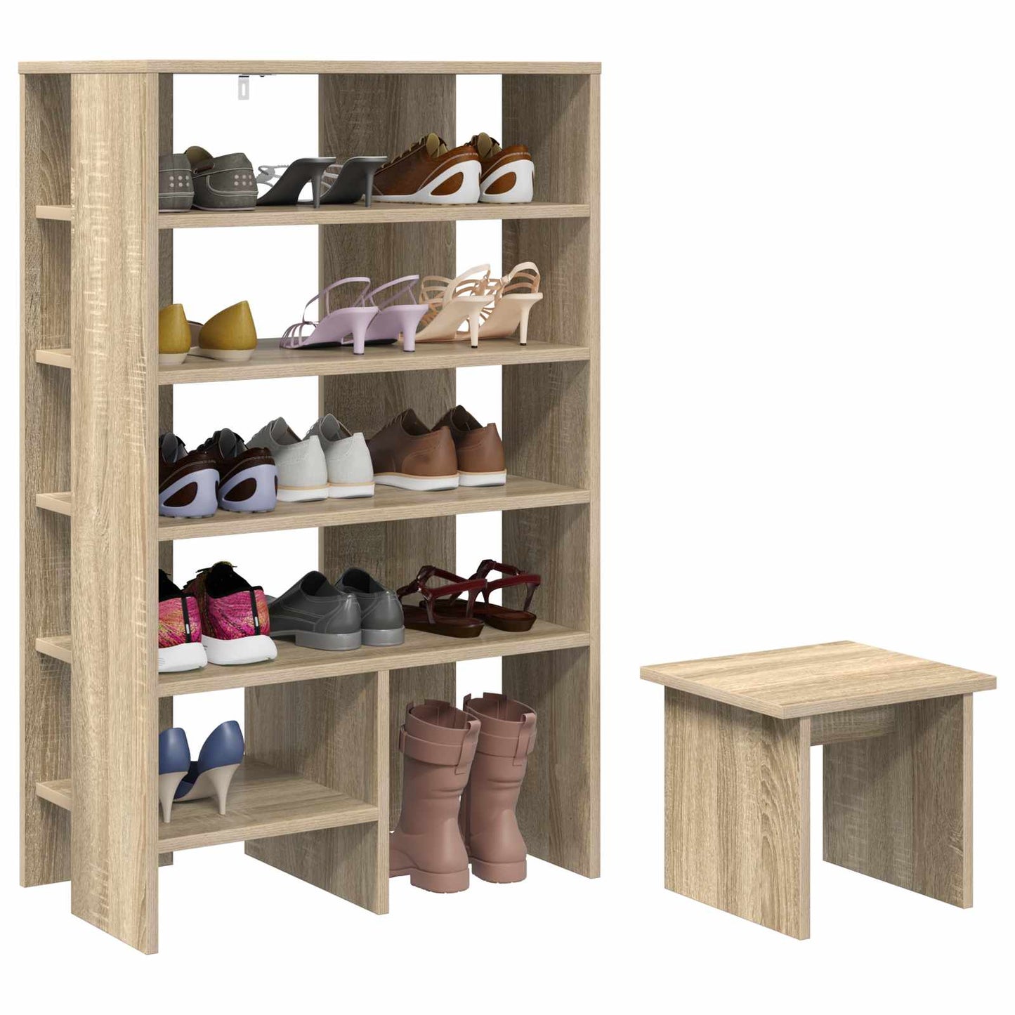 Sko skab 2 stk. 62 x 35 x 100 cm Konstrueret træ Sonoma-eg