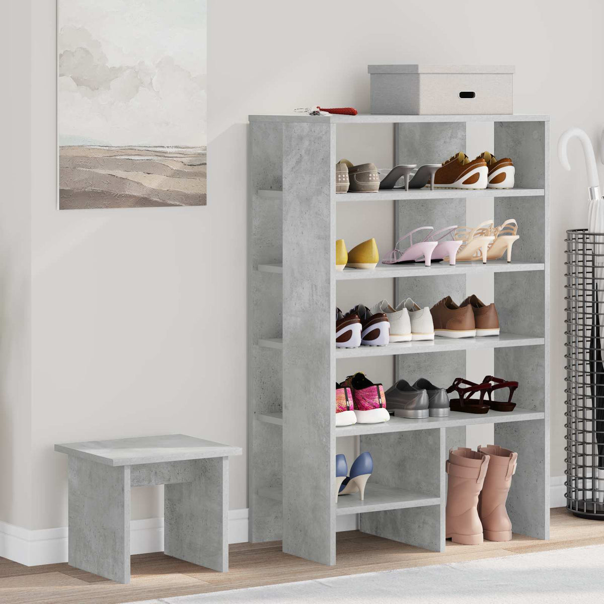 Sko skab 2 stk. 62 x 35 x 100 cm Konstrueret træ Betongrå