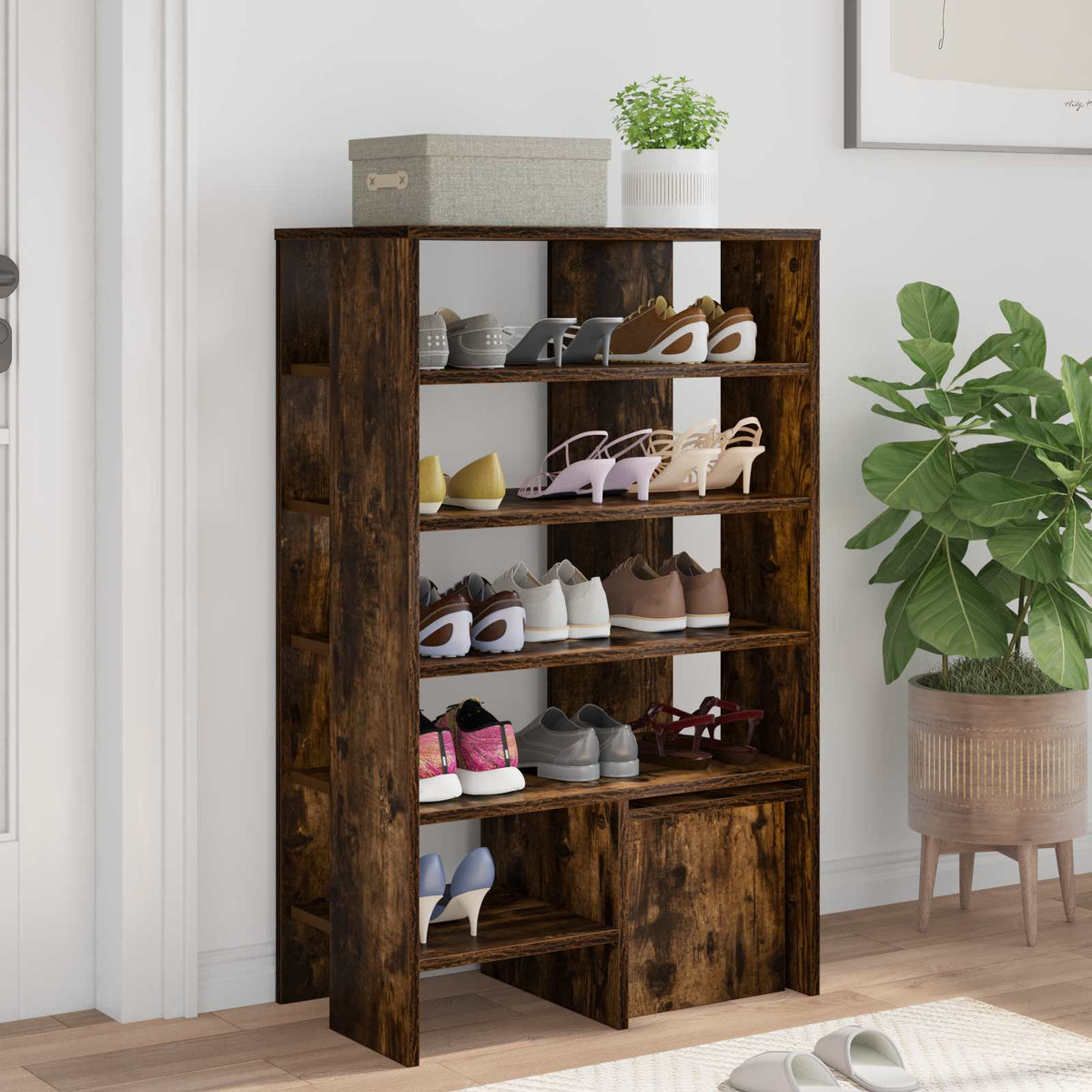 Sko skab 2 stk. 62 x 35 x 100 cm Konstrueret træ Røget eg
