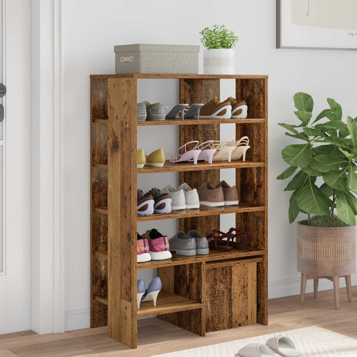 Sko skab 2 stk. 62 x 35 x 100 cm Konstrueret træ Gammelt træ
