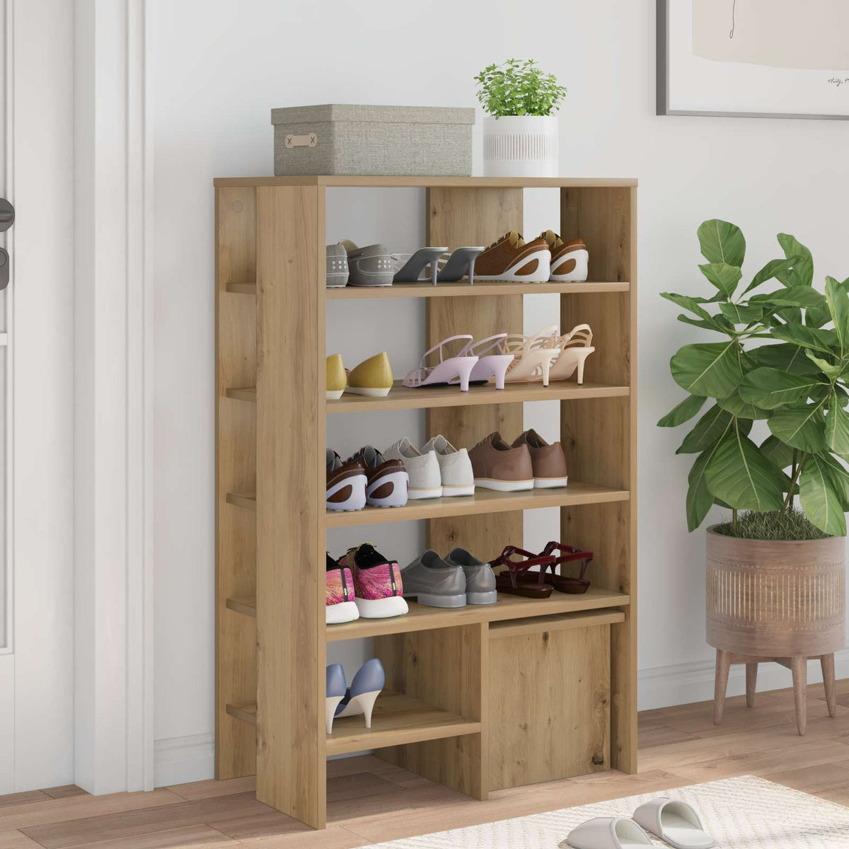Sko skab 2 stk. 62 x 35 x 100 cm Konstrueret træ Artisan-eg