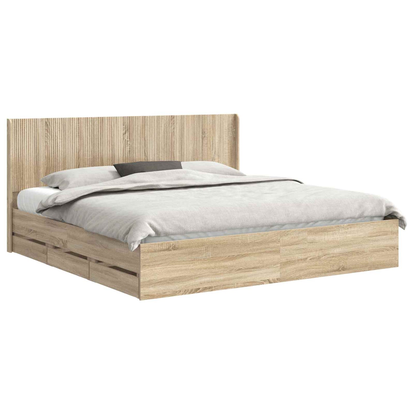 Sengestel med opbevaring og hovedgærde Sonoma-eg 200 x 200 cm
