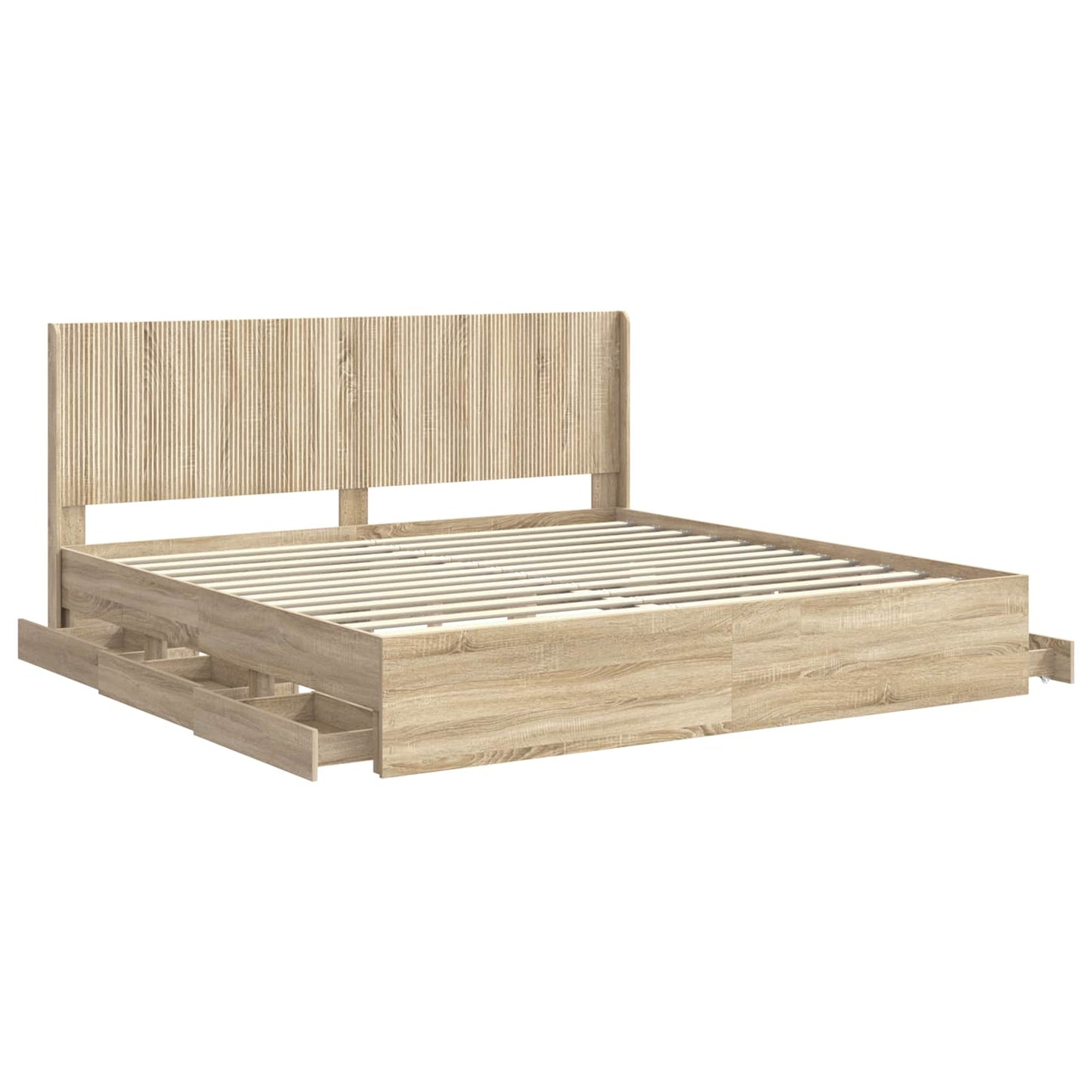 Sengestel med opbevaring og hovedgærde Sonoma-eg 200 x 200 cm
