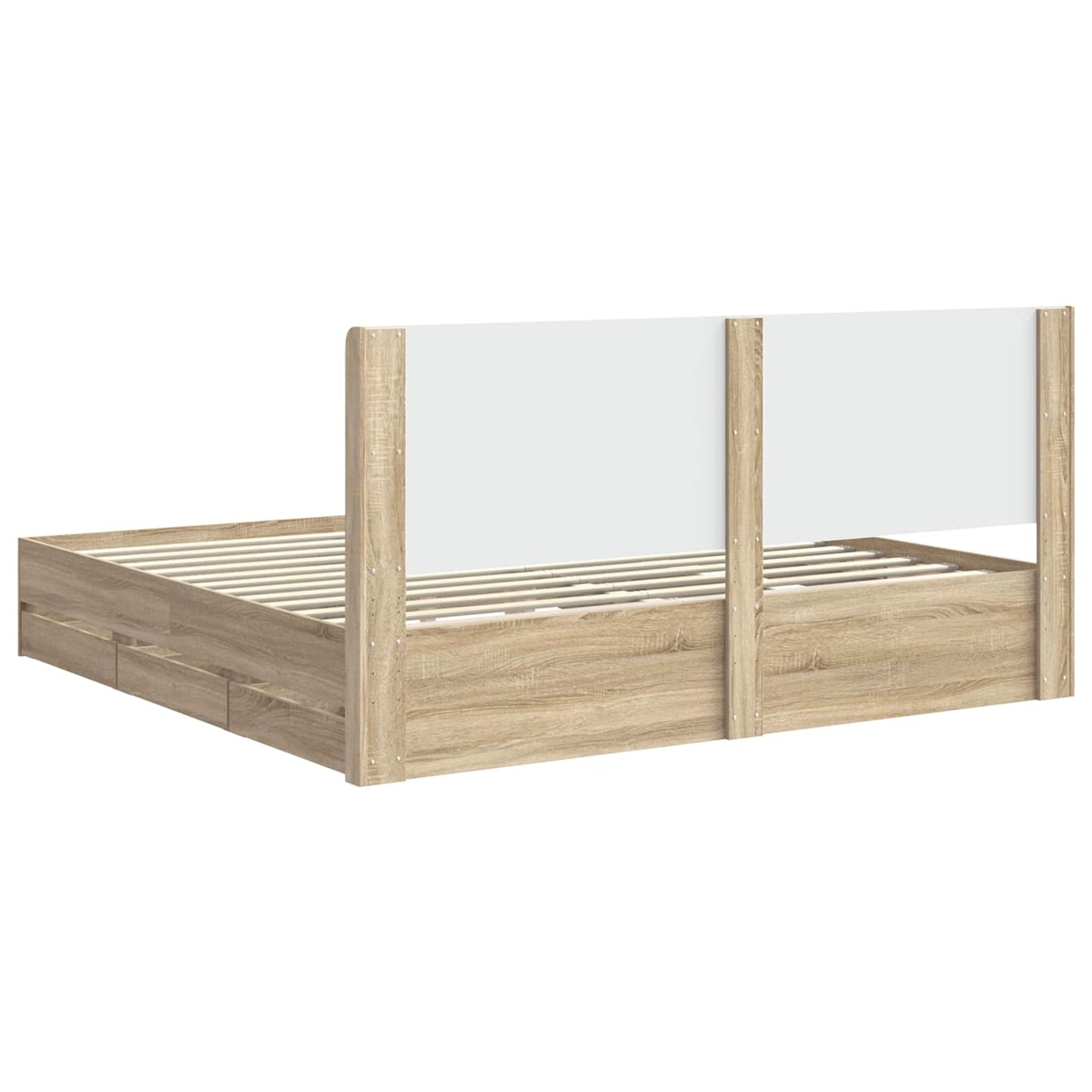 Sengestel med opbevaring og hovedgærde Sonoma-eg 200 x 200 cm