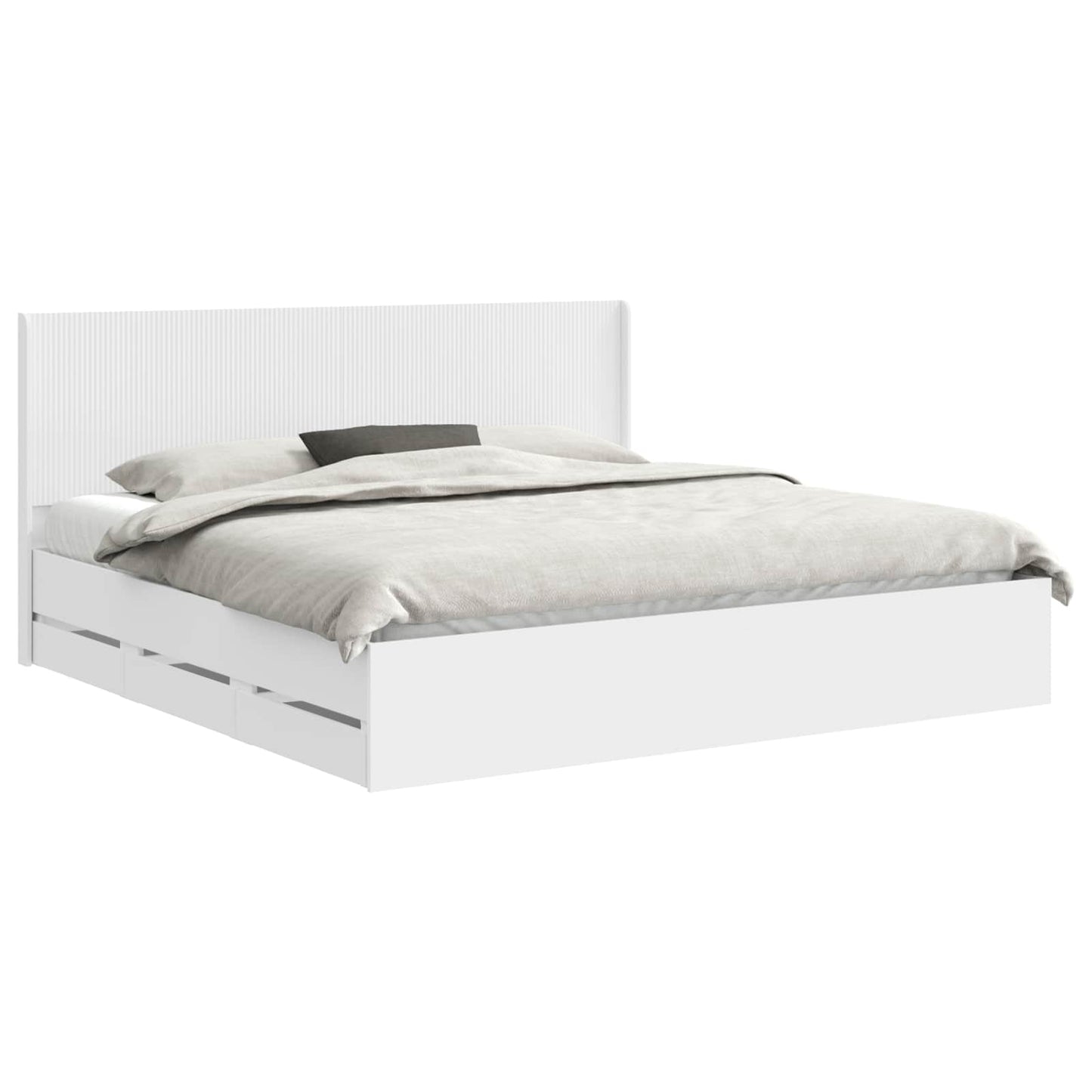 Sengestel med opbevaring og hovedgærde Hvid 180 x 200 cm