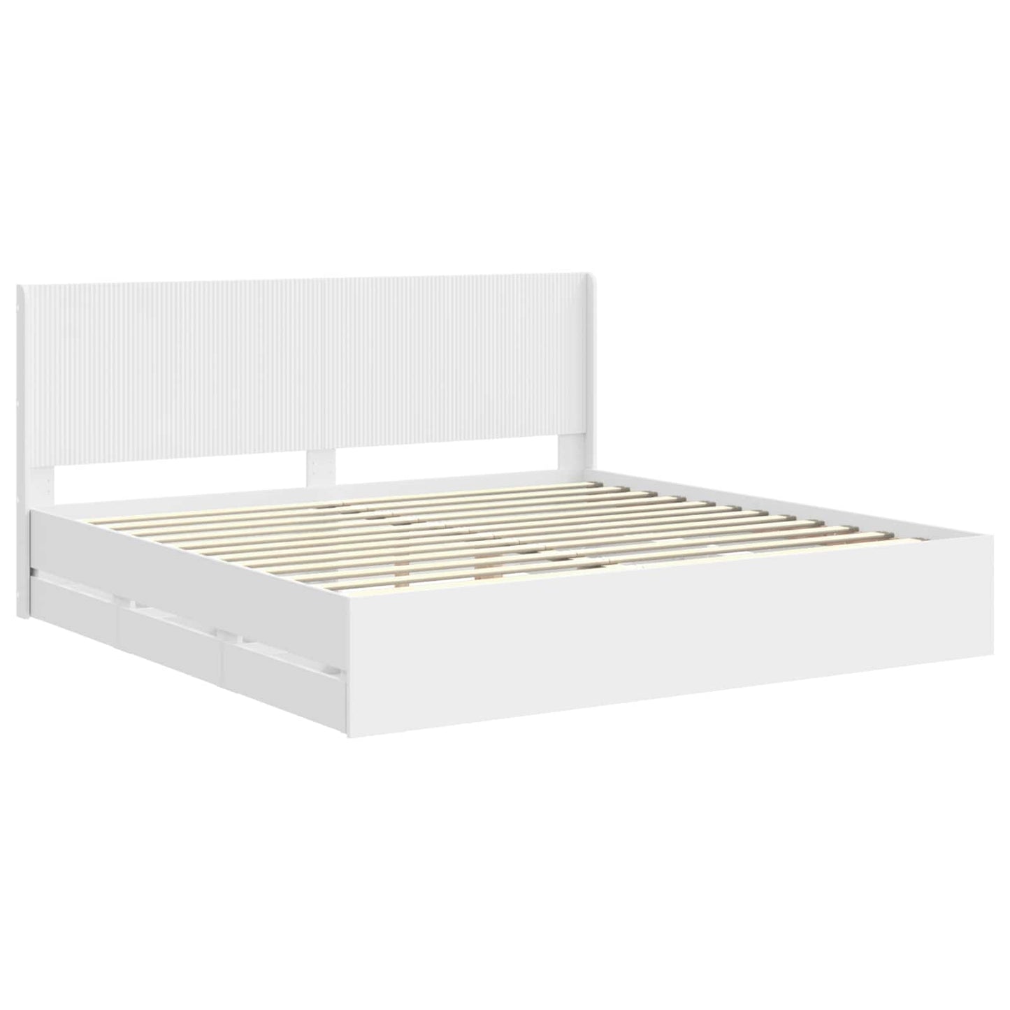 Sengestel med opbevaring og hovedgærde Hvid 180 x 200 cm