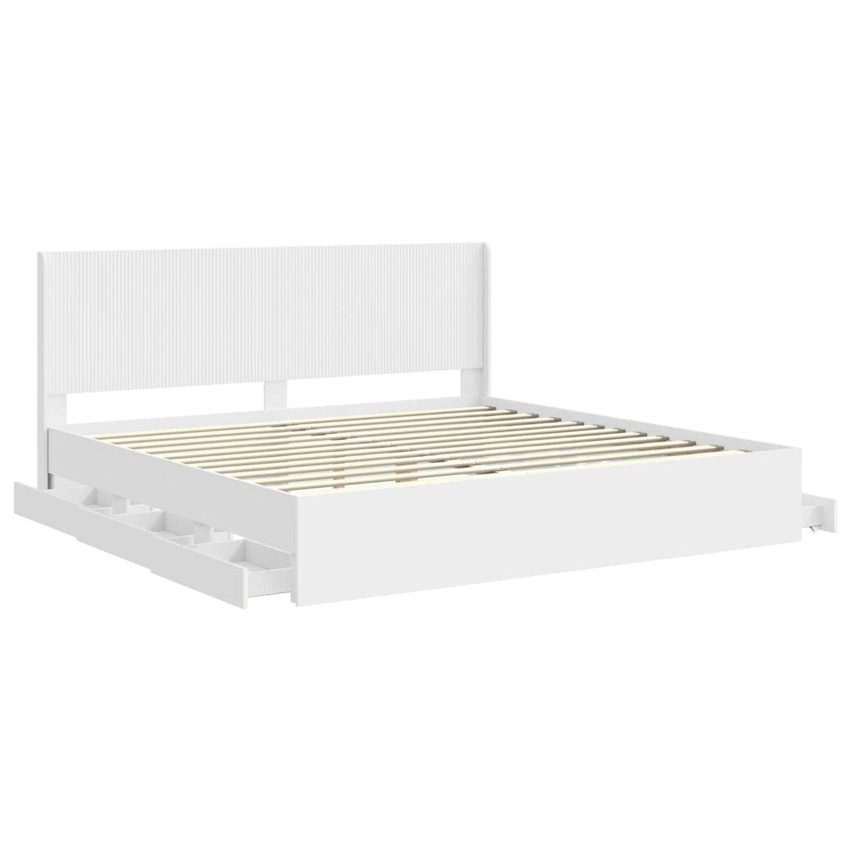 Sengestel med opbevaring og hovedgærde Hvid 180 x 200 cm