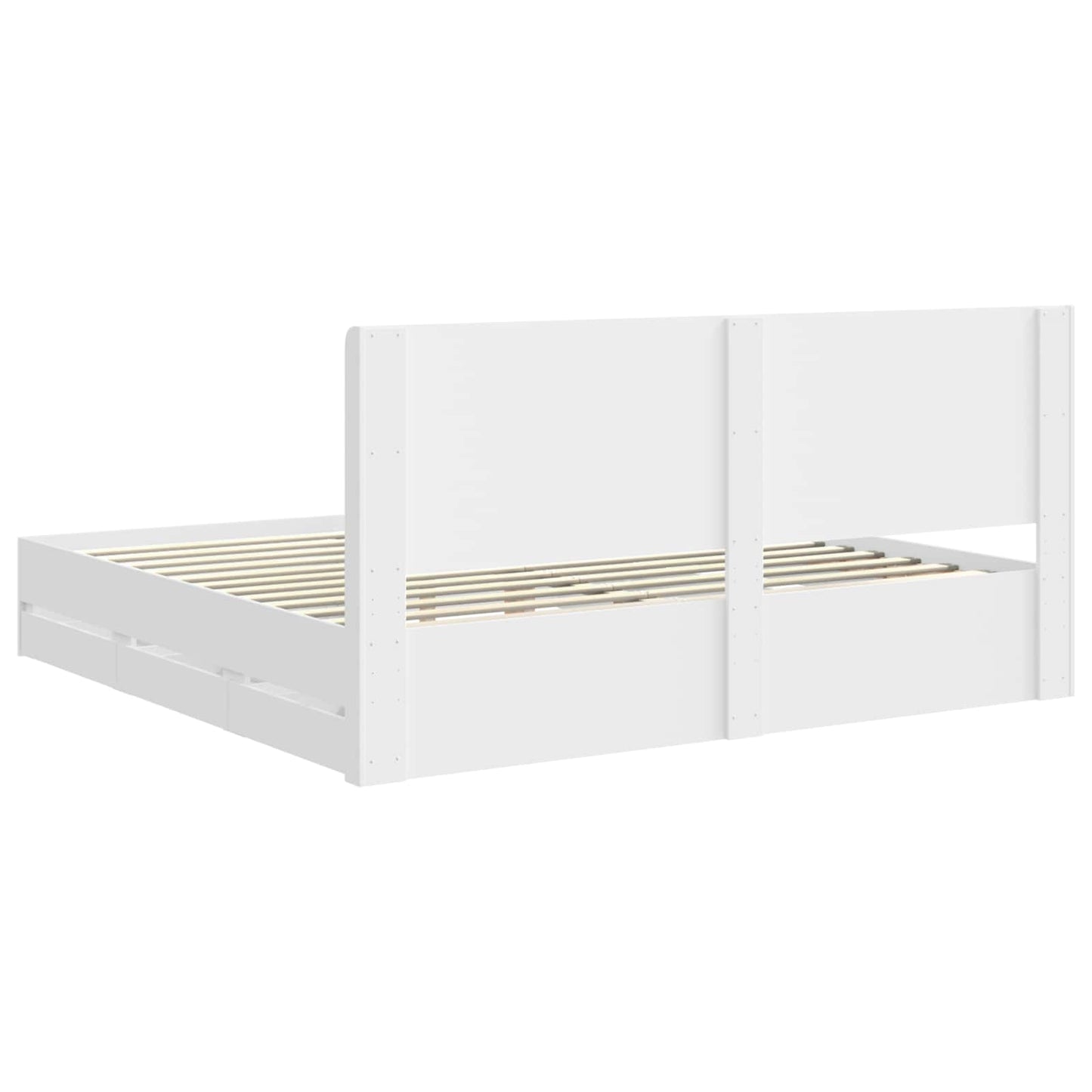 Sengestel med opbevaring og hovedgærde Hvid 180 x 200 cm