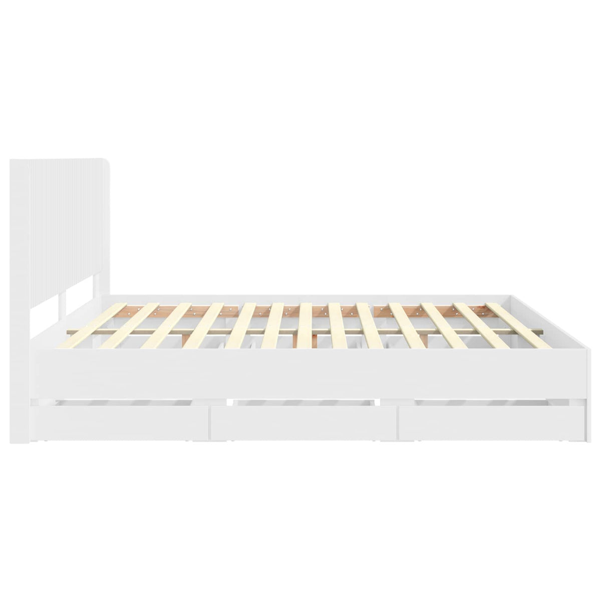 Sengestel med opbevaring og hovedgærde Hvid 180 x 200 cm