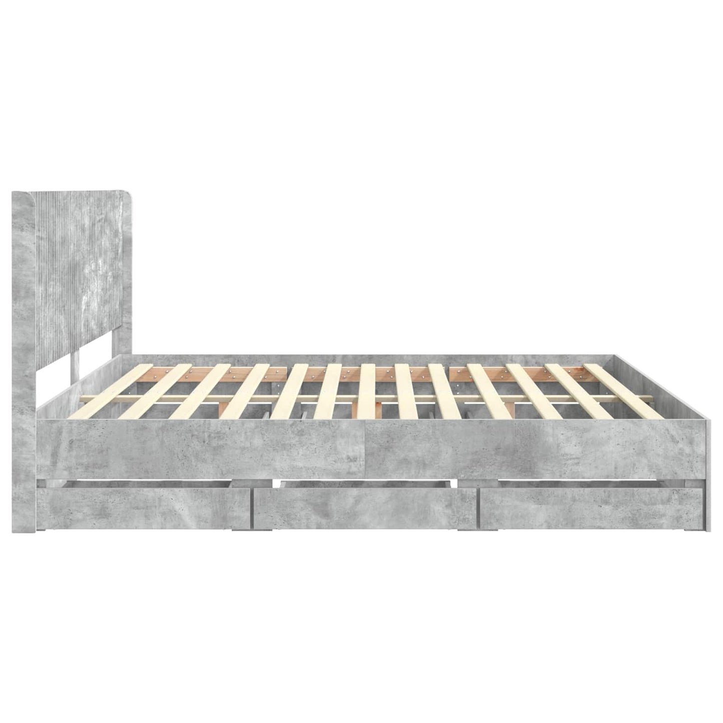Sengestel med opbevaring og hovedgærde Betongrå 180 x 200 cm