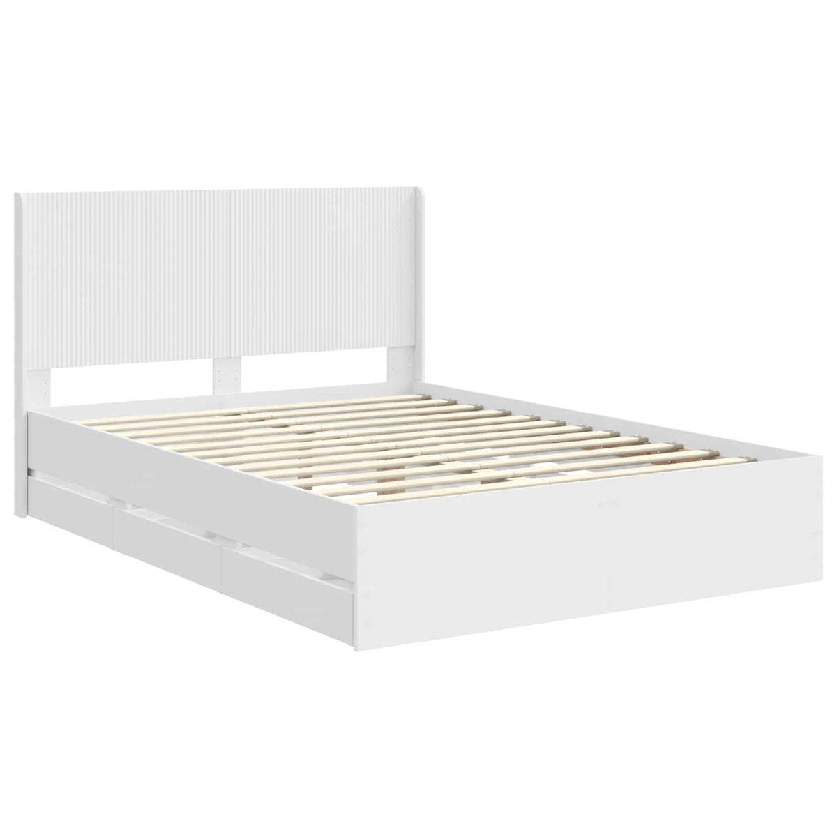 Sengestel med opbevaring og hovedgærde Hvid 160 x 200 cm