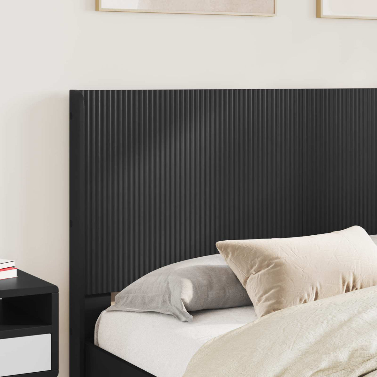 Sengestel med opbevaring og hovedgærde Sort 160 x 200 cm