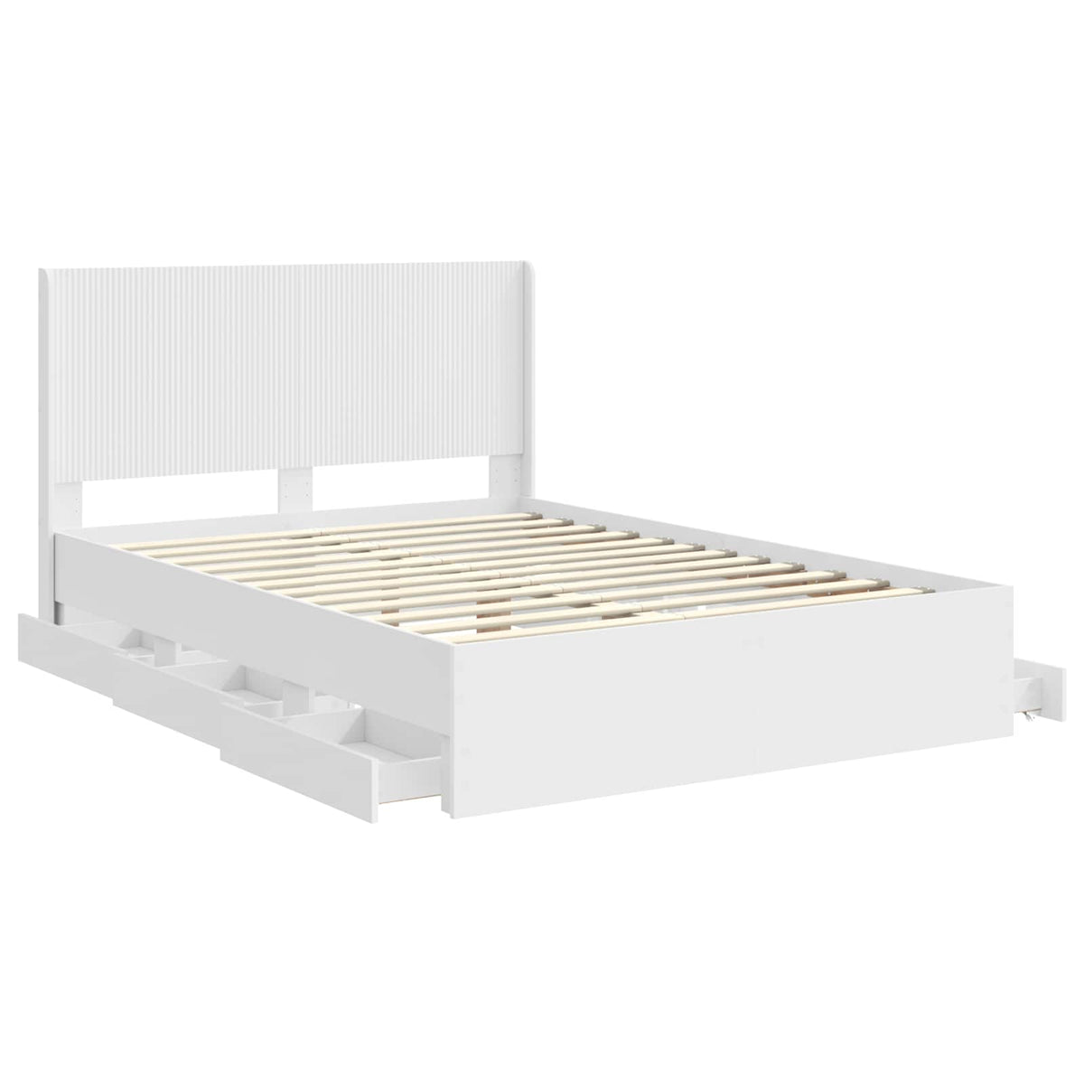Sengestel med opbevaring og hovedgærde Hvid 150 x 200 cm