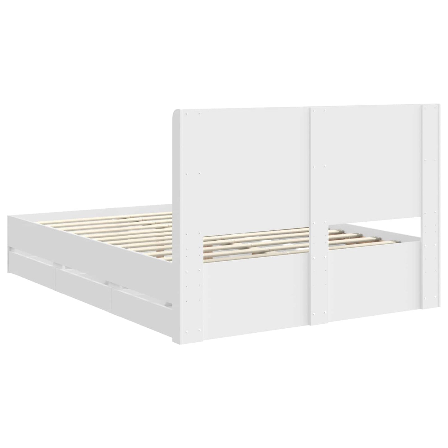 Sengestel med opbevaring og hovedgærde Hvid 150 x 200 cm