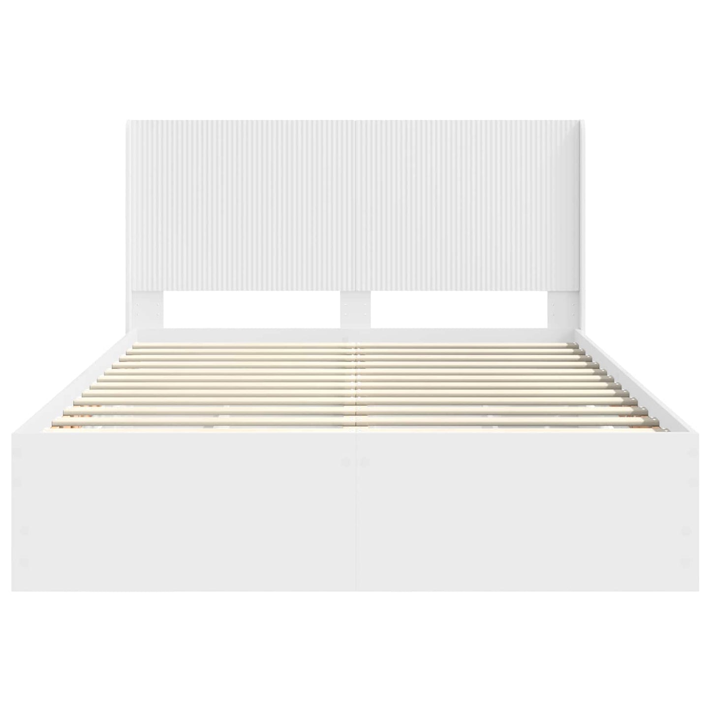Sengestel med opbevaring og hovedgærde Hvid 150 x 200 cm