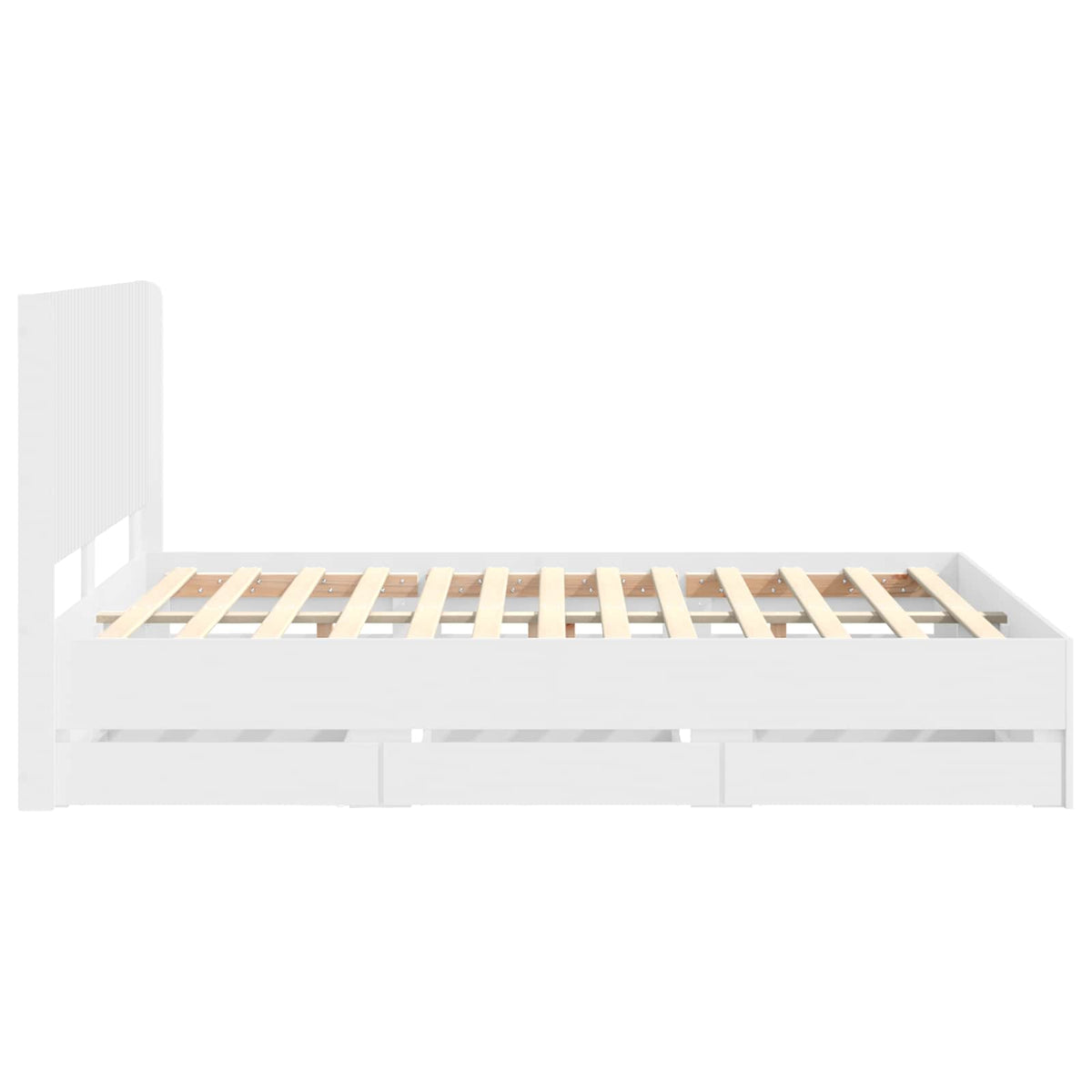 Sengestel med opbevaring og hovedgærde Hvid 150 x 200 cm