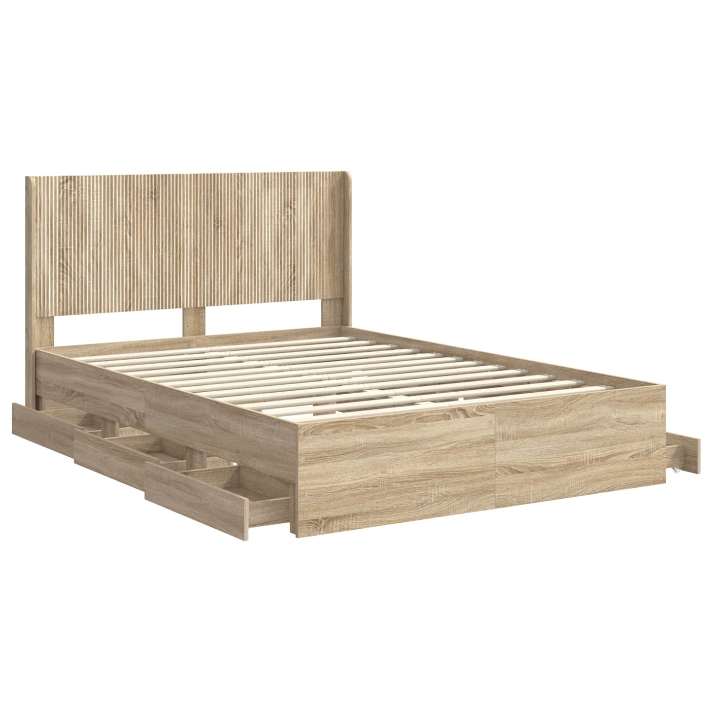 Sengestel med opbevaring og hovedgærde Sonoma-eg 150 x 200 cm