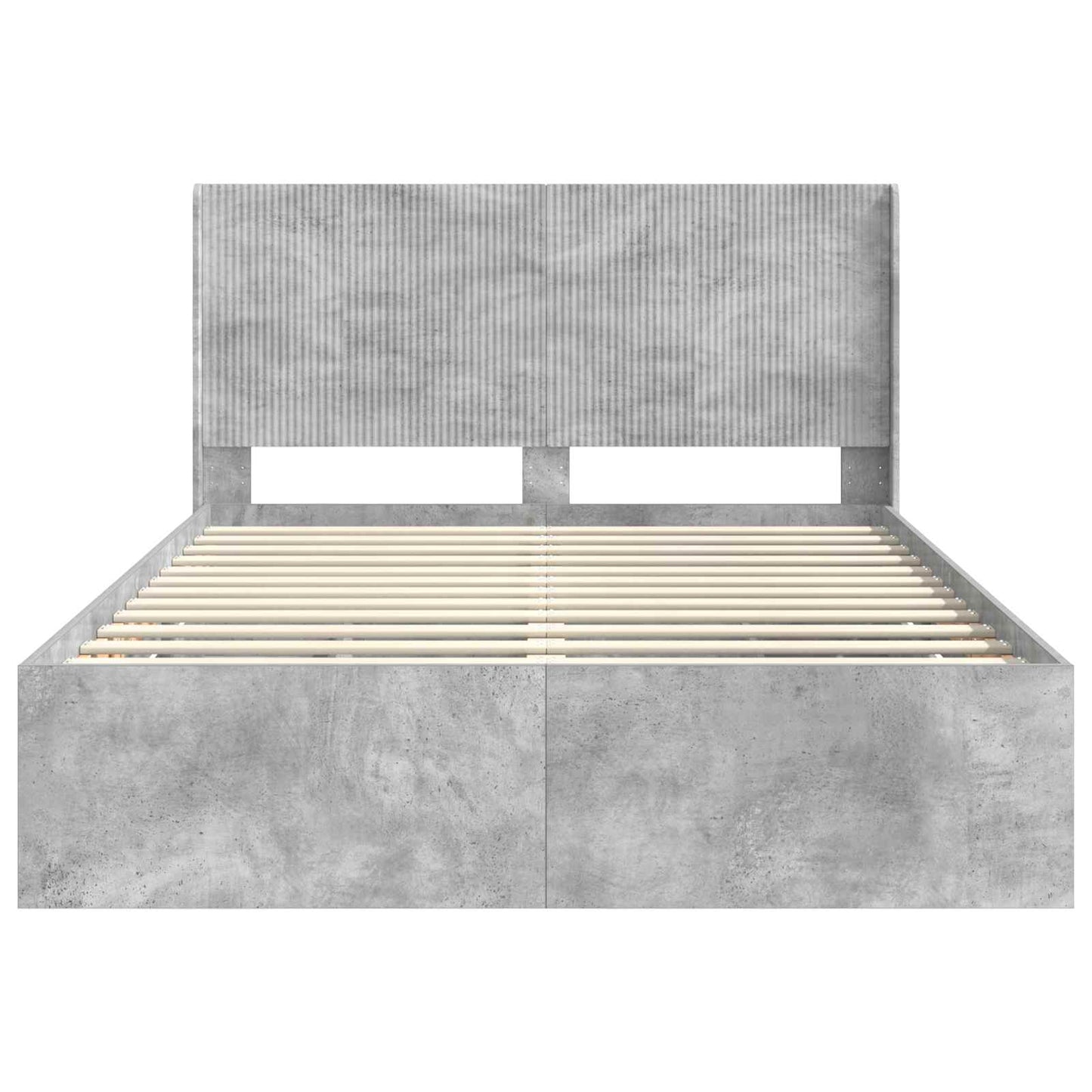 Sengestel med opbevaring og hovedgærde Betongrå 150 x 200 cm