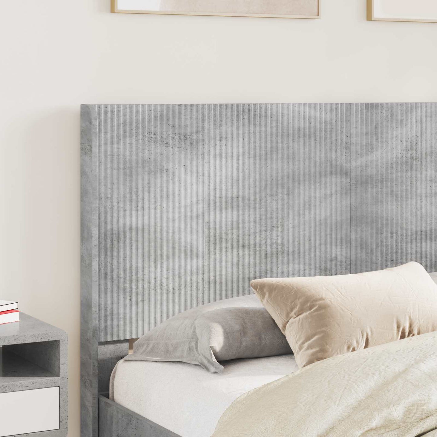 Sengestel med opbevaring og hovedgærde Betongrå 140 x 200 cm