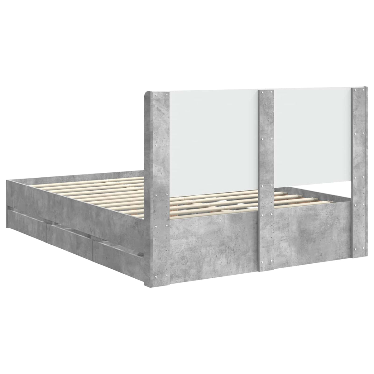 Sengestel med opbevaring og hovedgærde Betongrå 135 x 190 cm