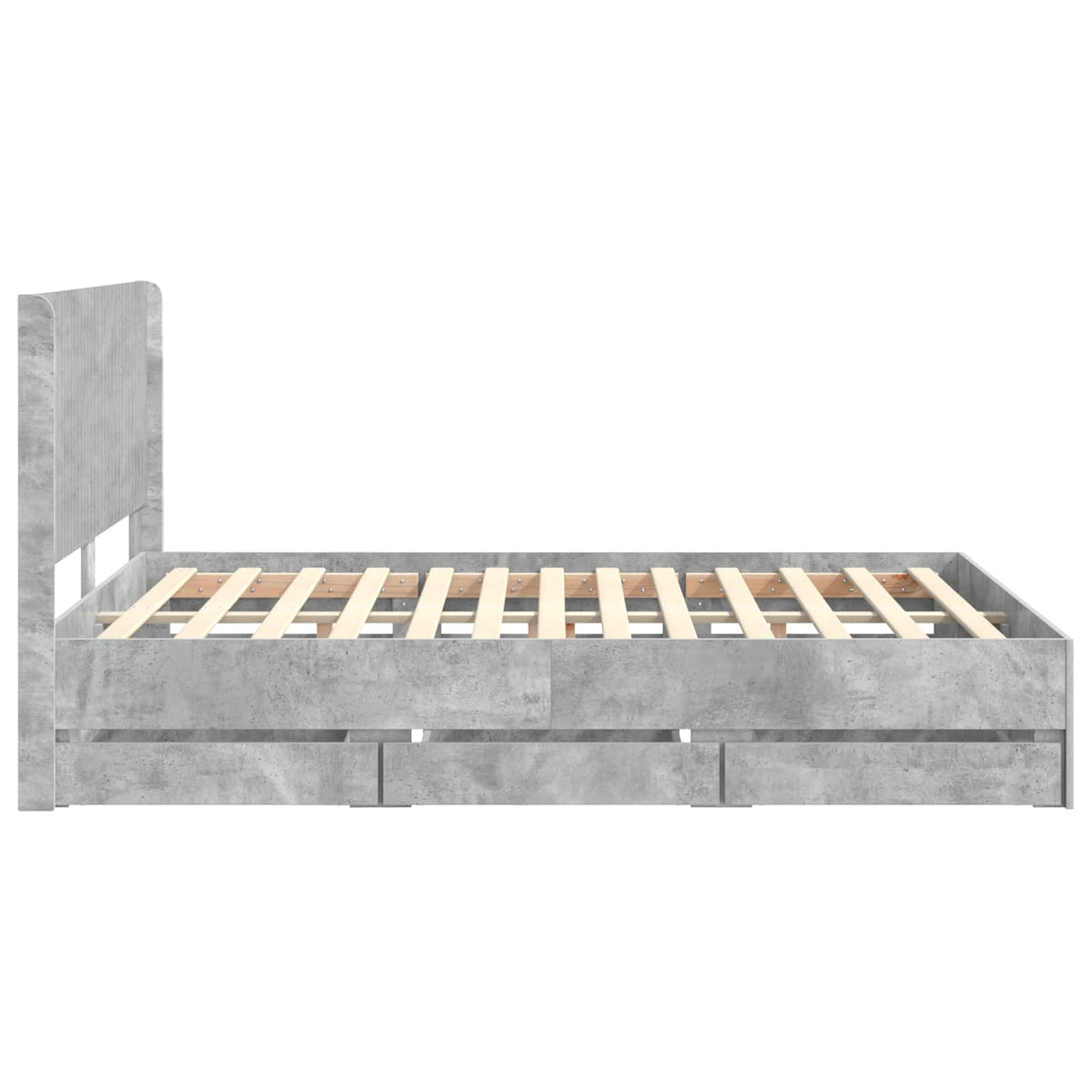 Sengestel med opbevaring og hovedgærde Betongrå 135 x 190 cm