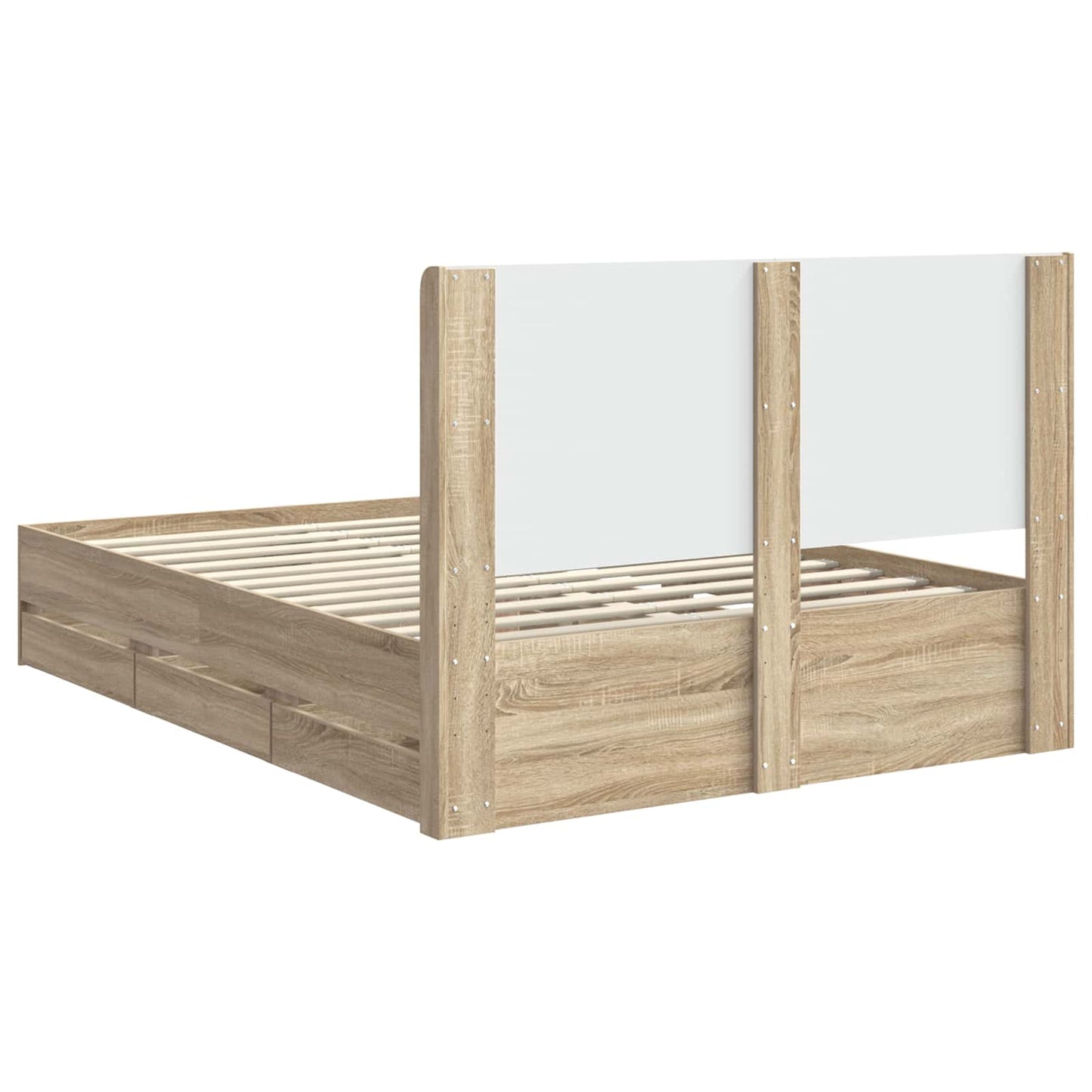 Sengestel med opbevaring og hovedgærde Sonoma-eg 120 x 190 cm