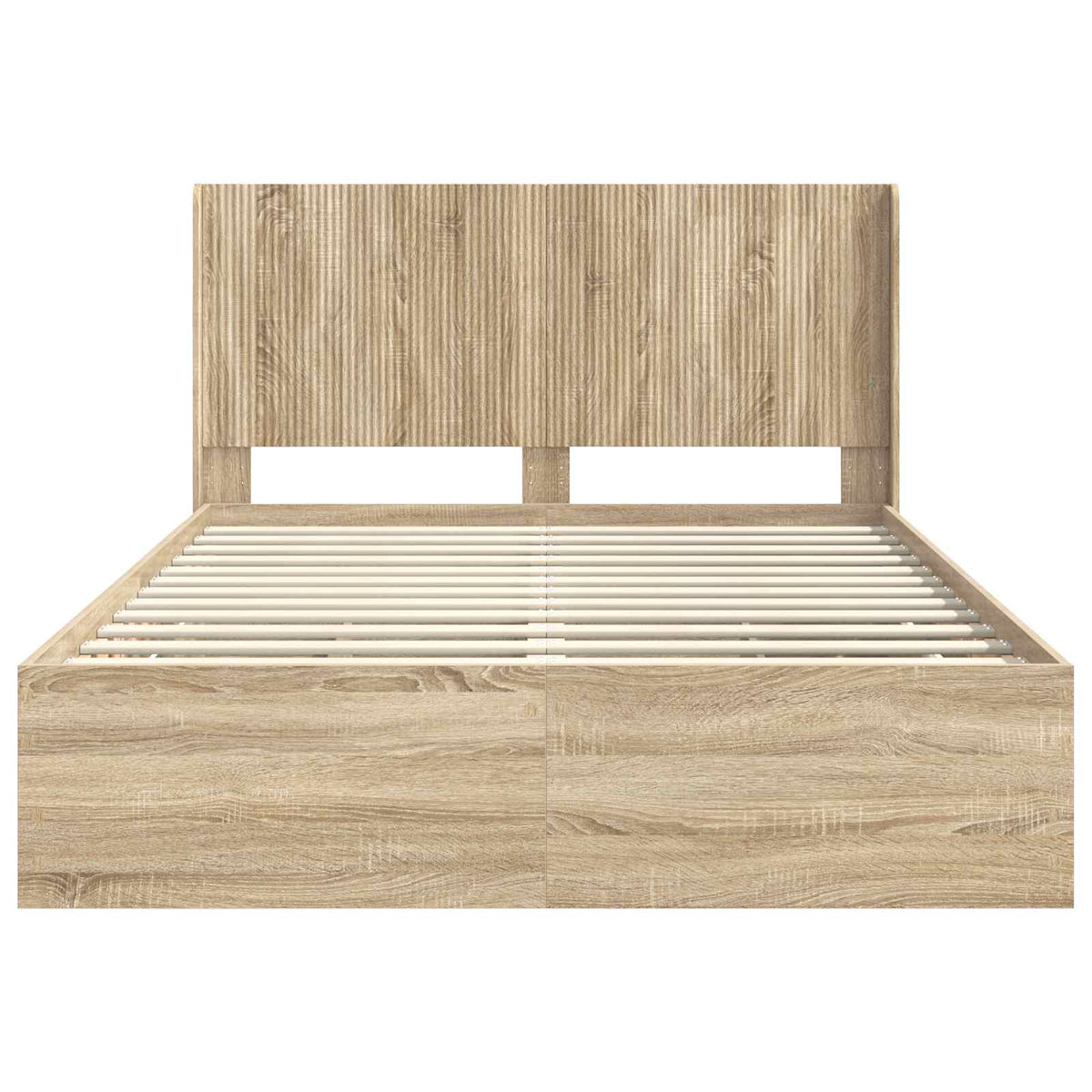 Sengestel med opbevaring og hovedgærde Sonoma-eg 120 x 190 cm