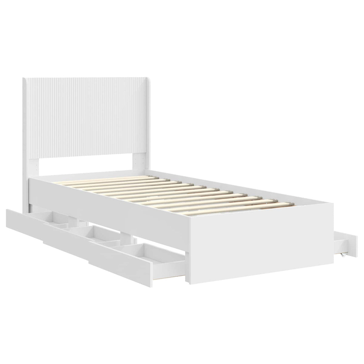 Sengestel med opbevaring og hovedgærde Hvid 100 x 200 cm