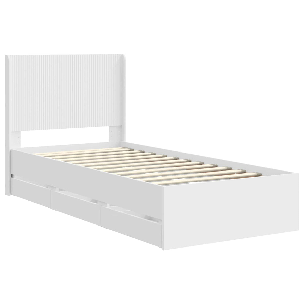 Sengestel med opbevaring og hovedgærde Hvid 75 x 190 cm