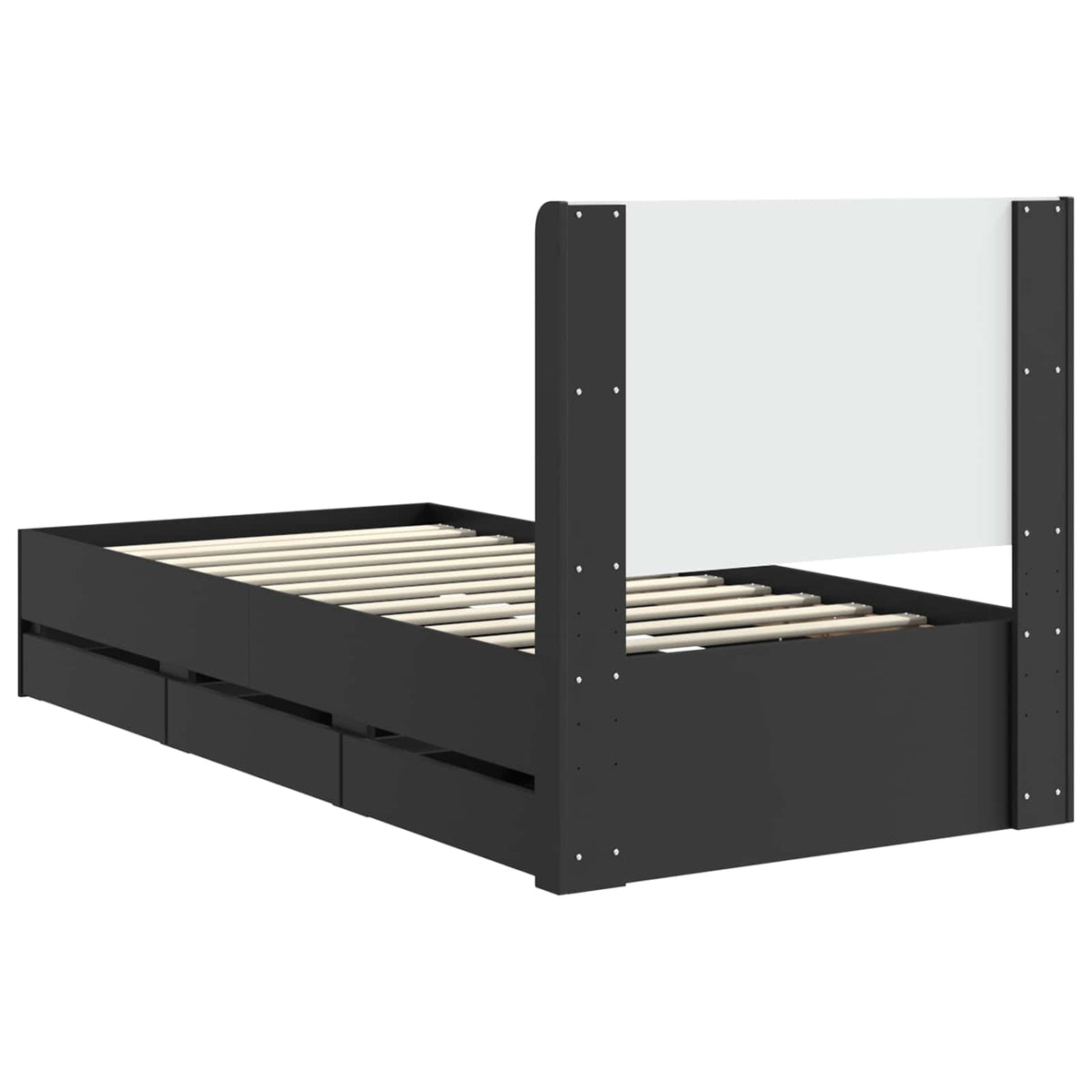 Sengestel med opbevaring og hovedgærde Sort 75 x 190 cm