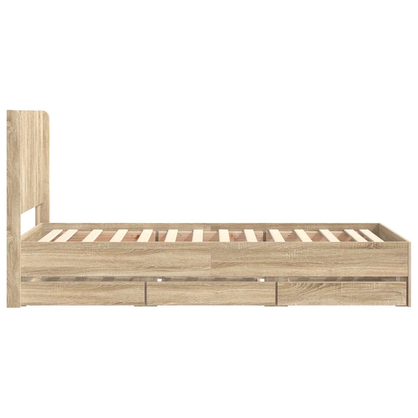 Sengestel med opbevaring og hovedgærde Sonoma-eg 75 x 190 cm