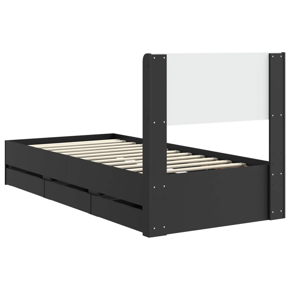 Sengestel med opbevaring og hovedgærde Sort 90 x 190 cm