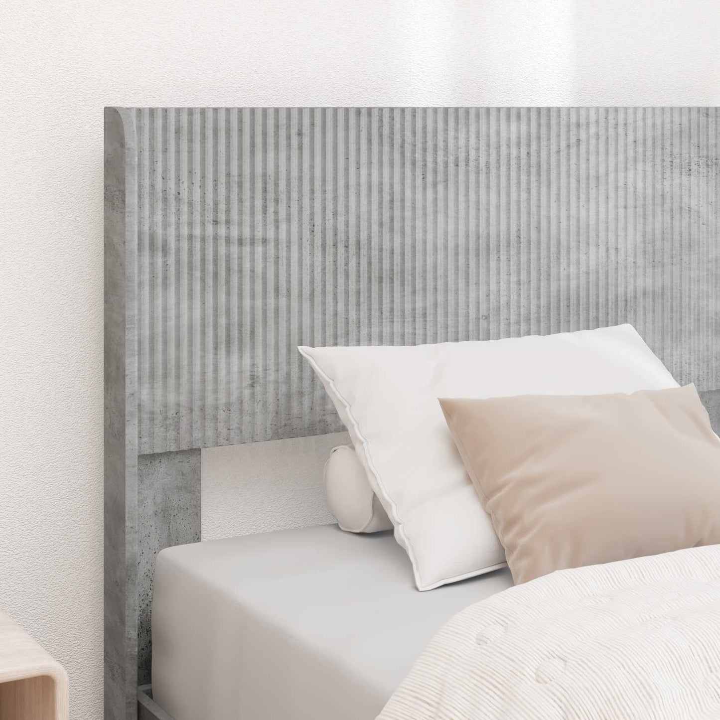 Sengestel med opbevaring og hovedgærde Betongrå 90 x 190 cm