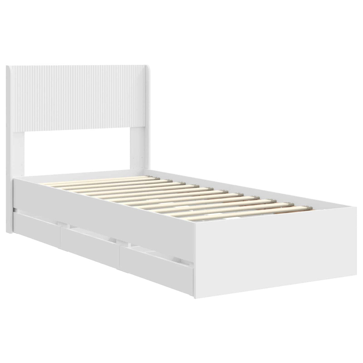 Sengestel med opbevaring og hovedgærde Hvid 75 x 190 cm
