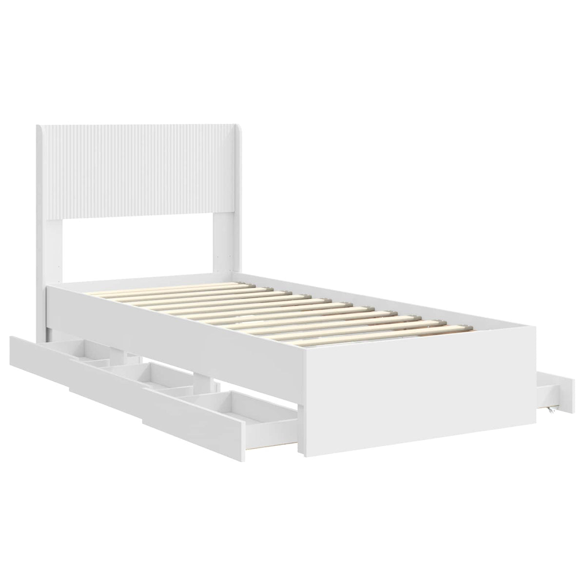 Sengestel med opbevaring og hovedgærde Hvid 75 x 190 cm