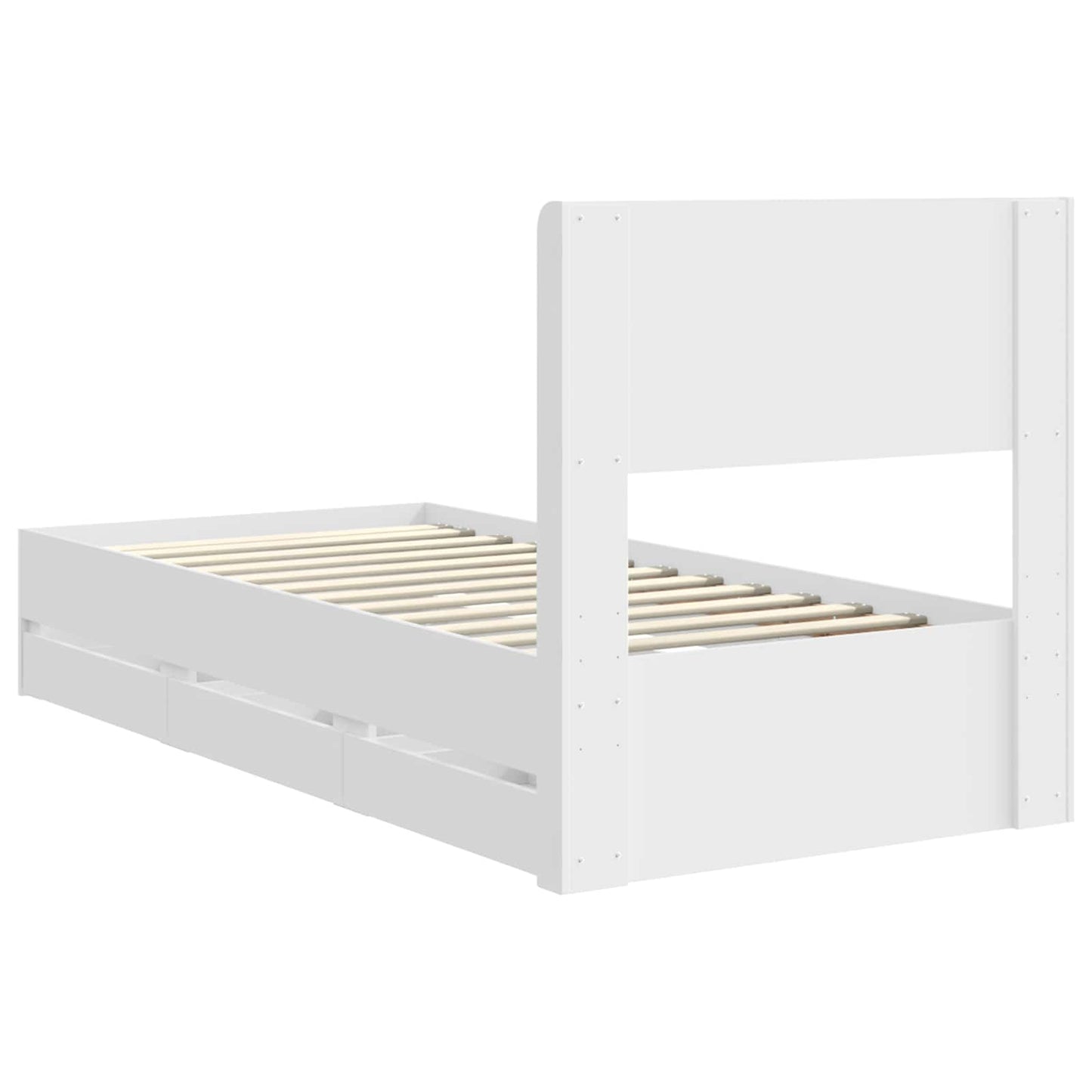 Sengestel med opbevaring og hovedgærde Hvid 75 x 190 cm
