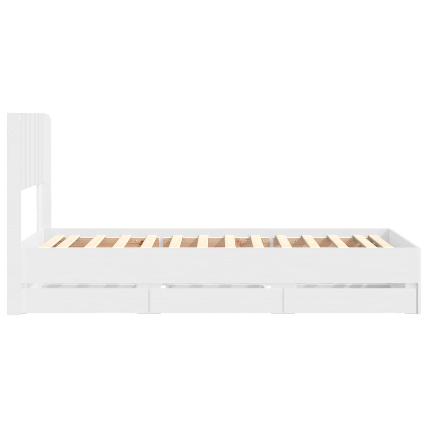 Sengestel med opbevaring og hovedgærde Hvid 75 x 190 cm